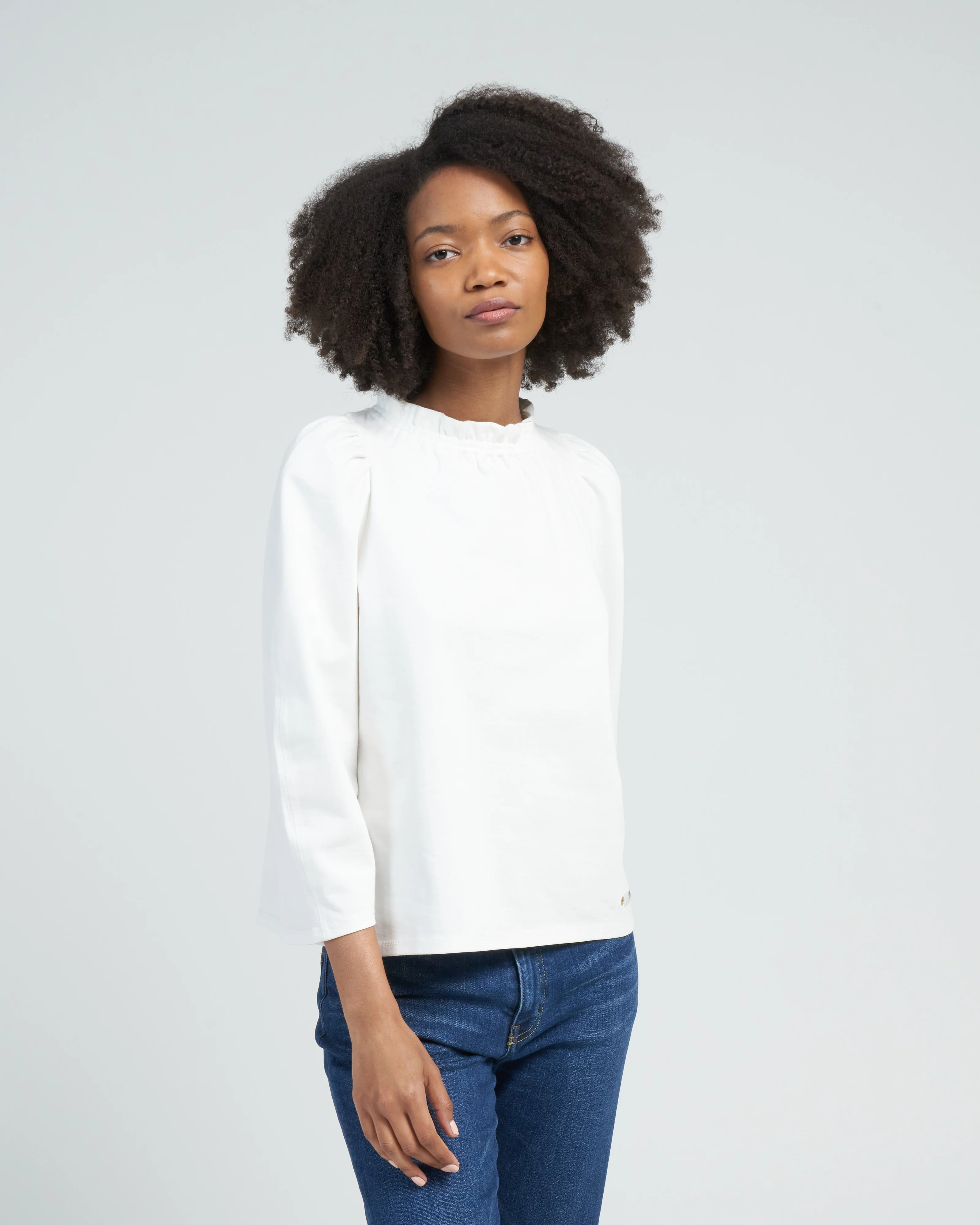 long sleeve sweatblouse - natural white