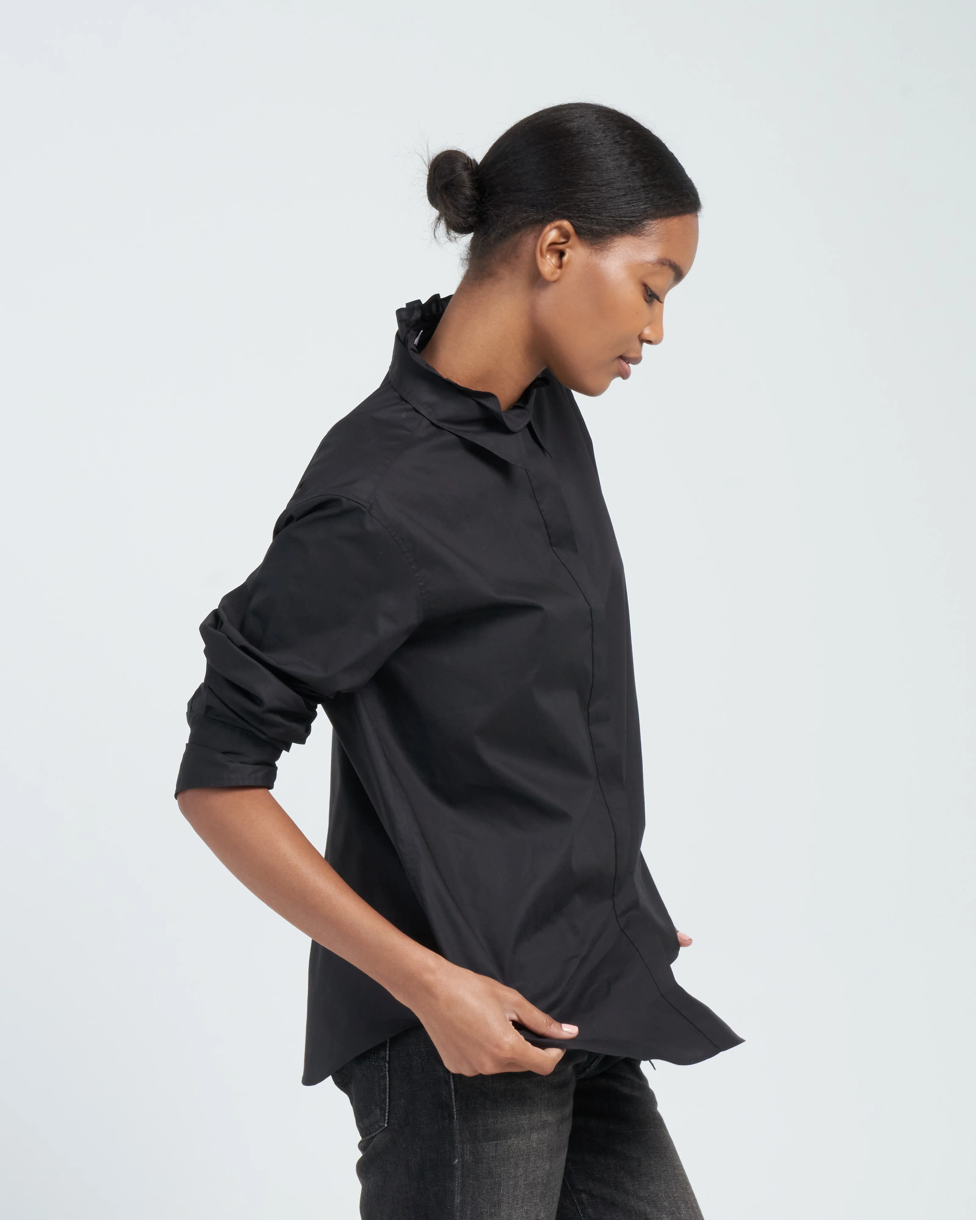 man's shirt w/ frill - black - Image 3