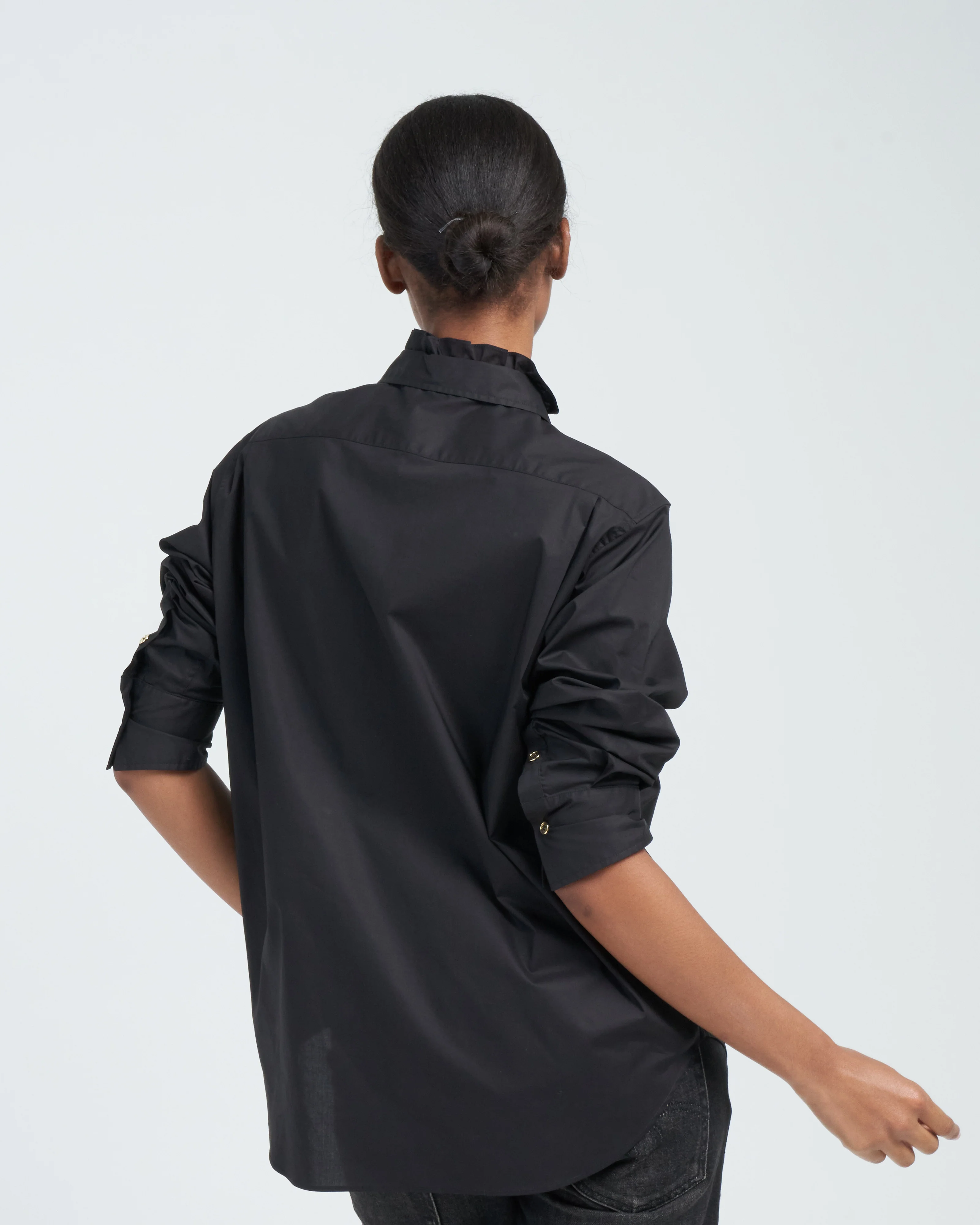 man's shirt w/ frill - black - Image 4
