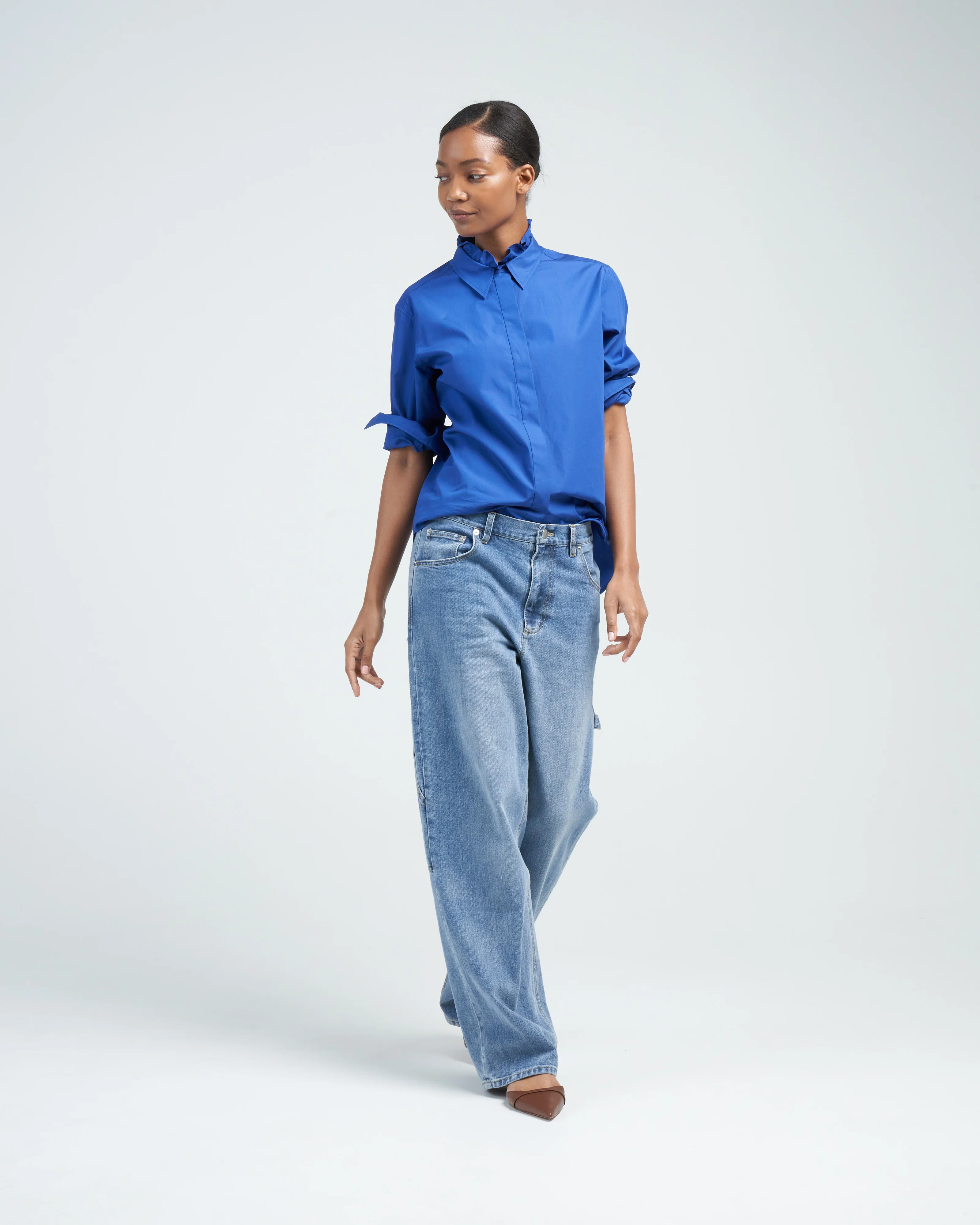 man's shirt w/ frill - deep blue - Image 3
