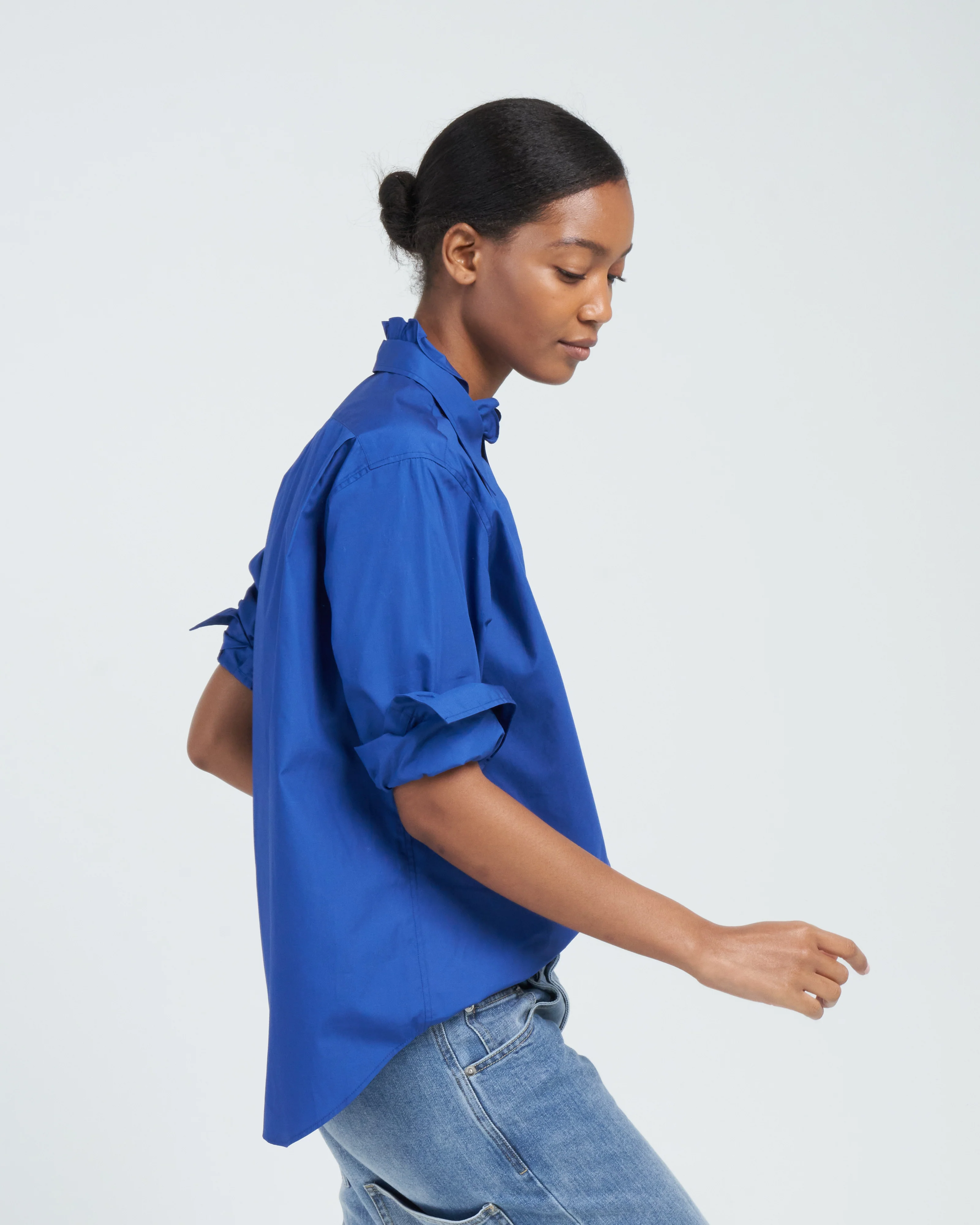 man's shirt w/ frill - deep blue - Image 4