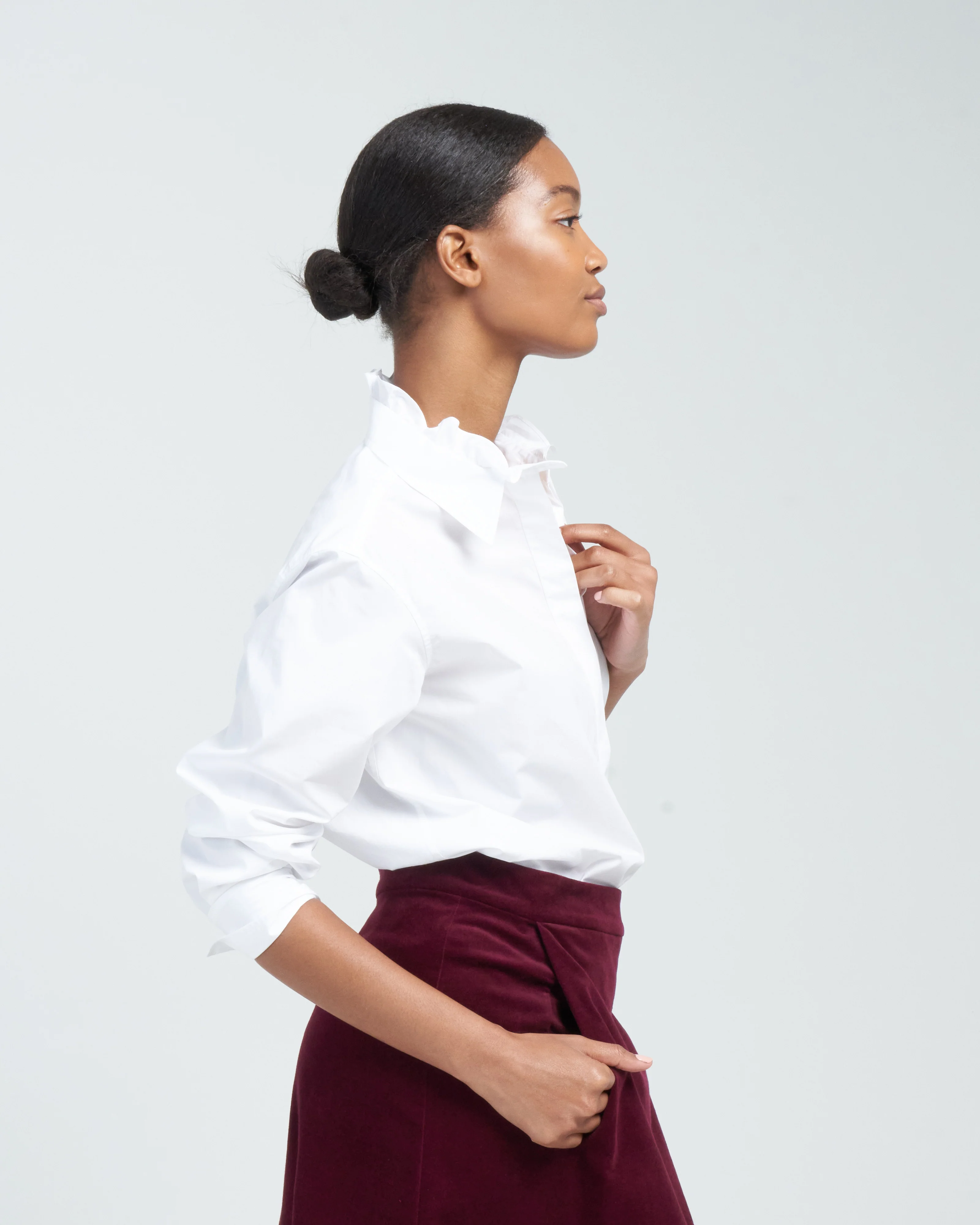 man's shirt w/ frill - white - Image 4