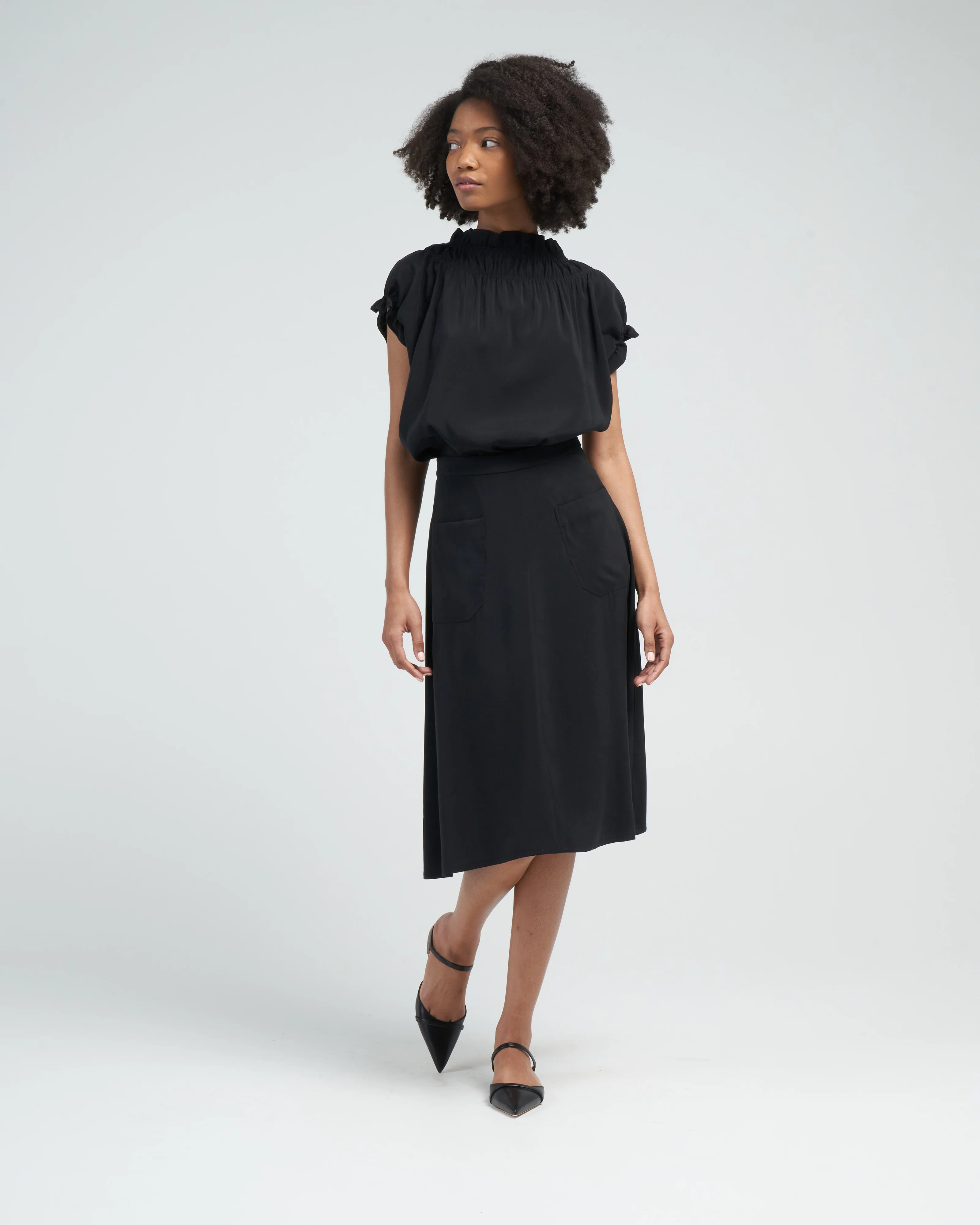 memoir 1 ruched cap sleeve - black - Image 2