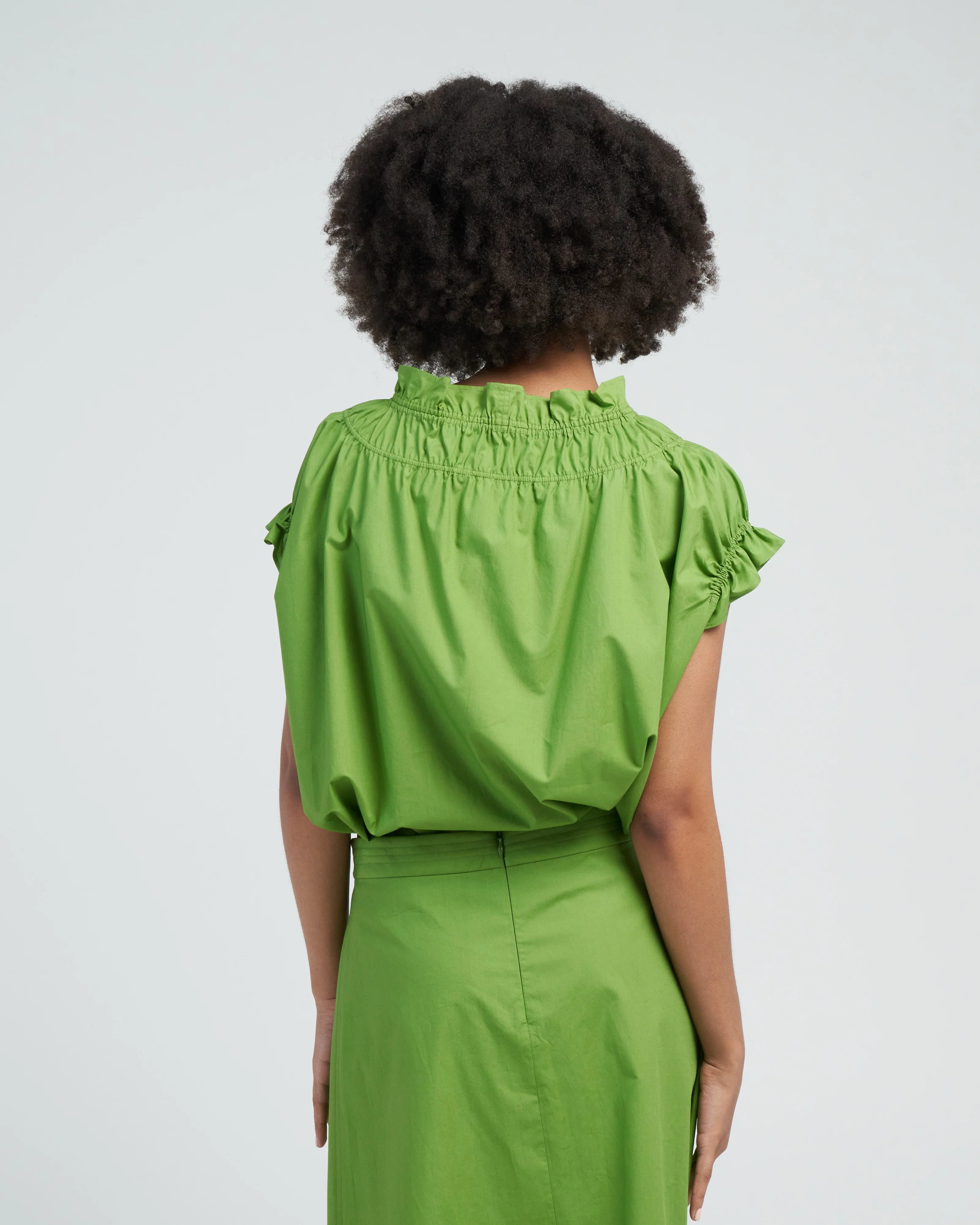 memoir 1 ruched cap sleeve - praire green - Image 5