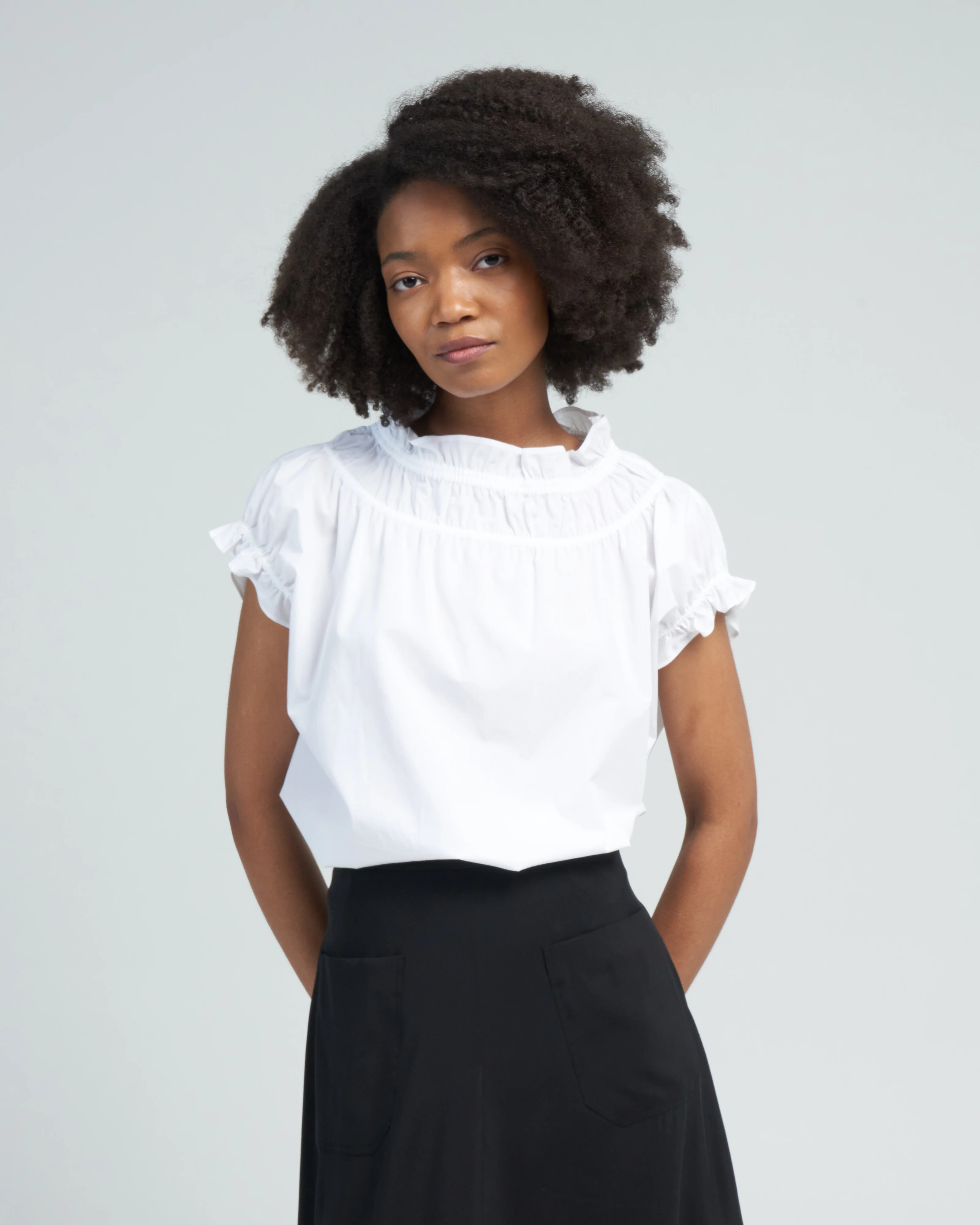 memoir 1 ruched cap sleeve - white