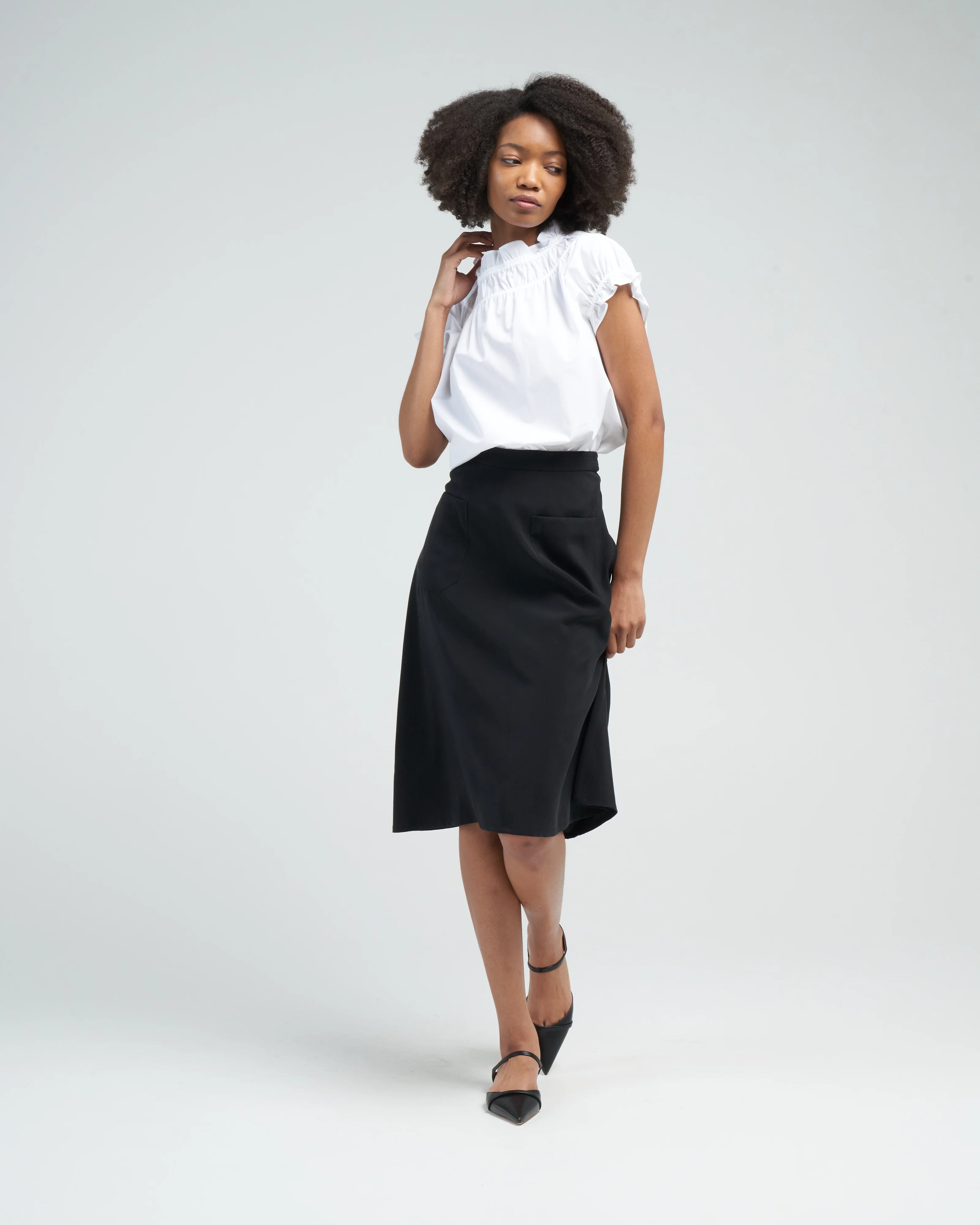 memoir 1 ruched cap sleeve - white - Image 2