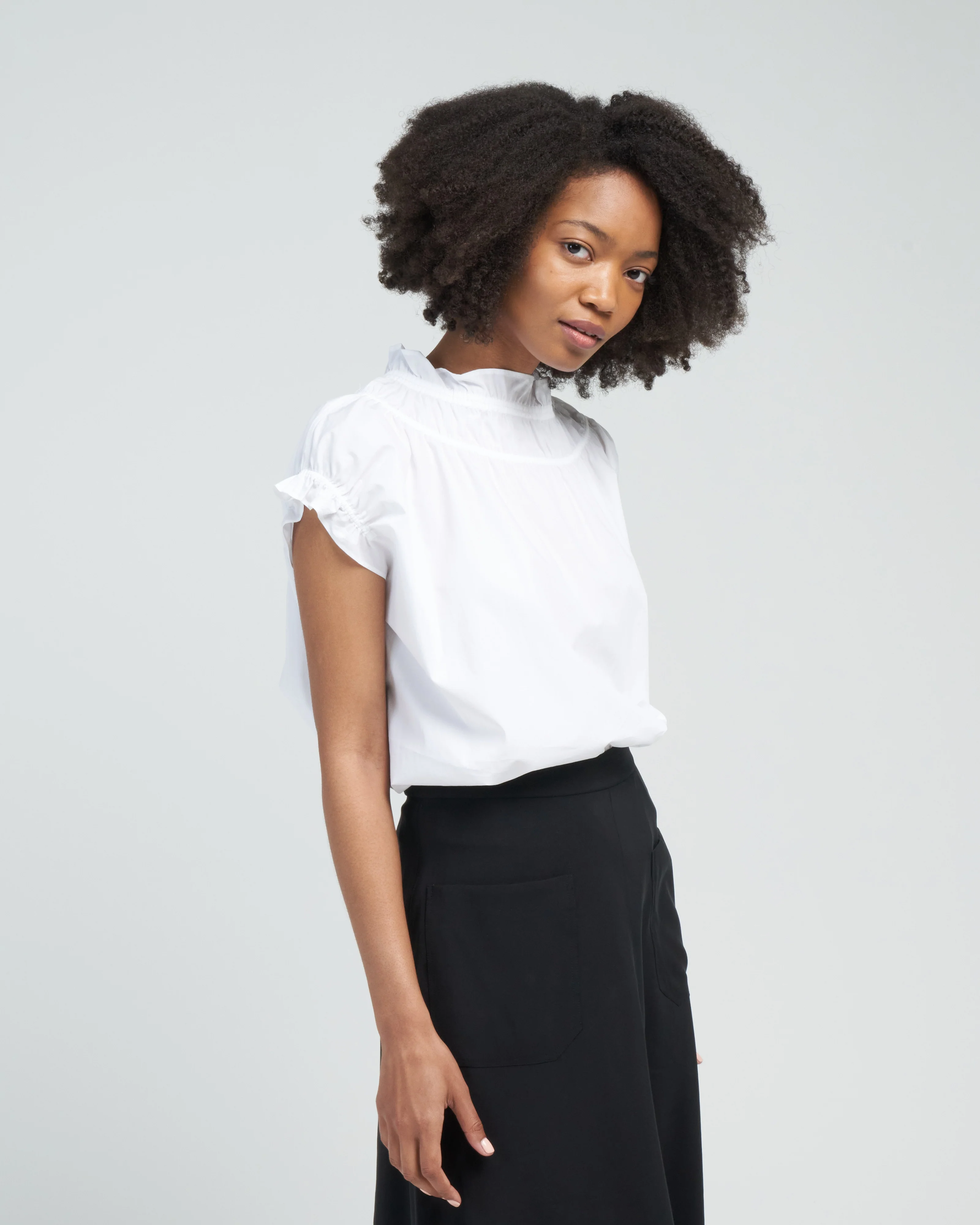 memoir 1 ruched cap sleeve - white - Image 3
