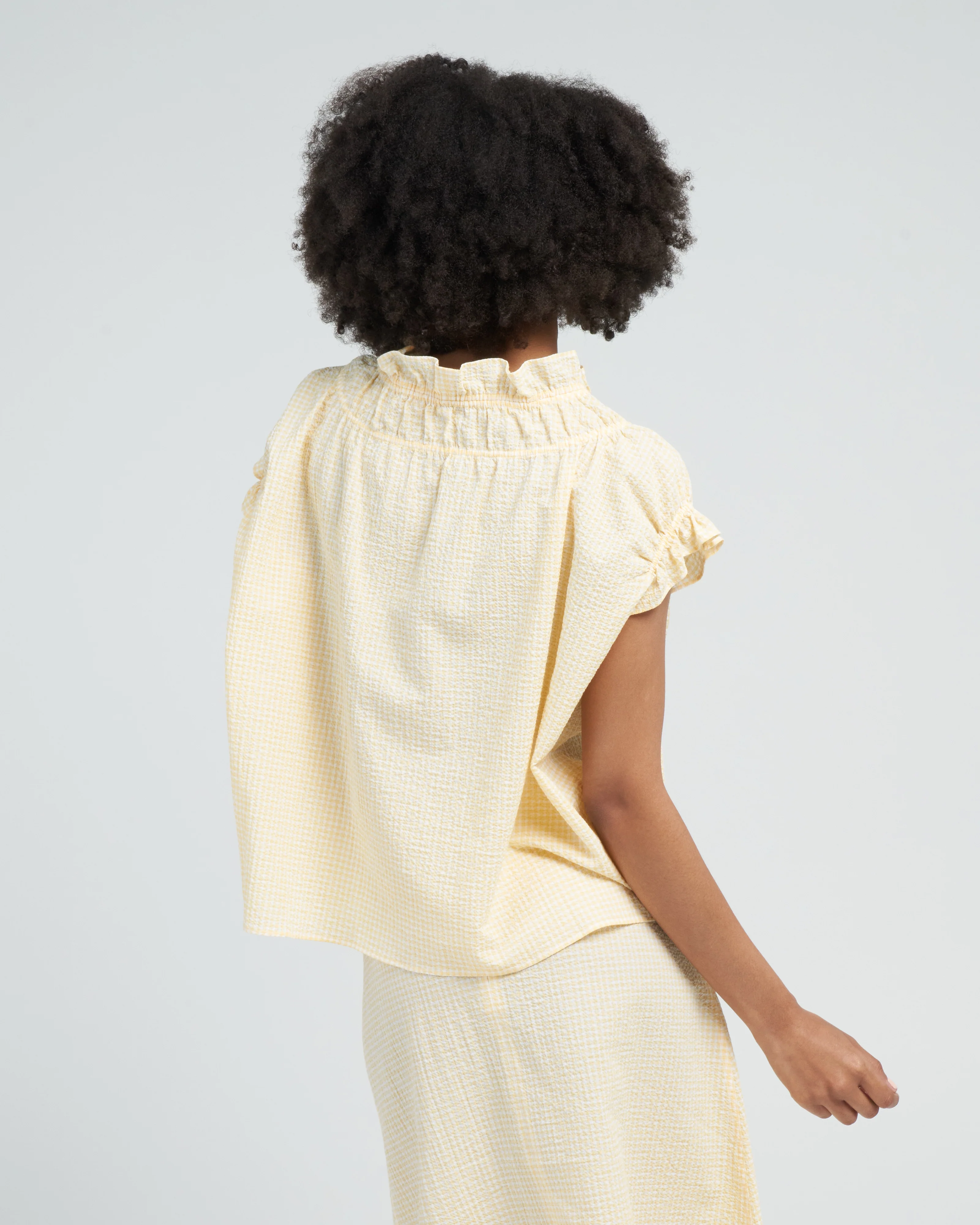 memoir 1 ruched cap sleeve - yellow gingham - Image 5