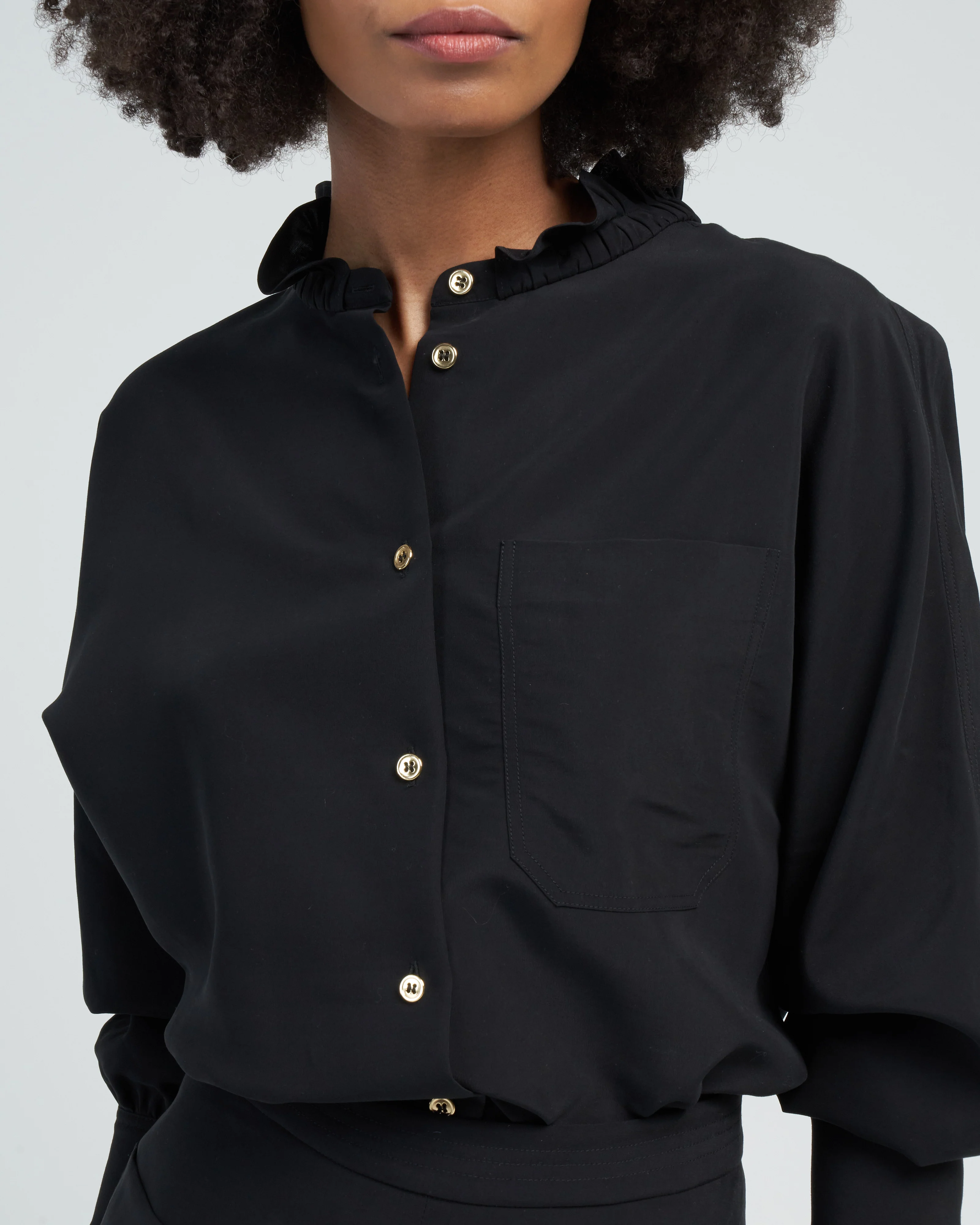 memoir 2 button front dolman sleeve - black - Image 4