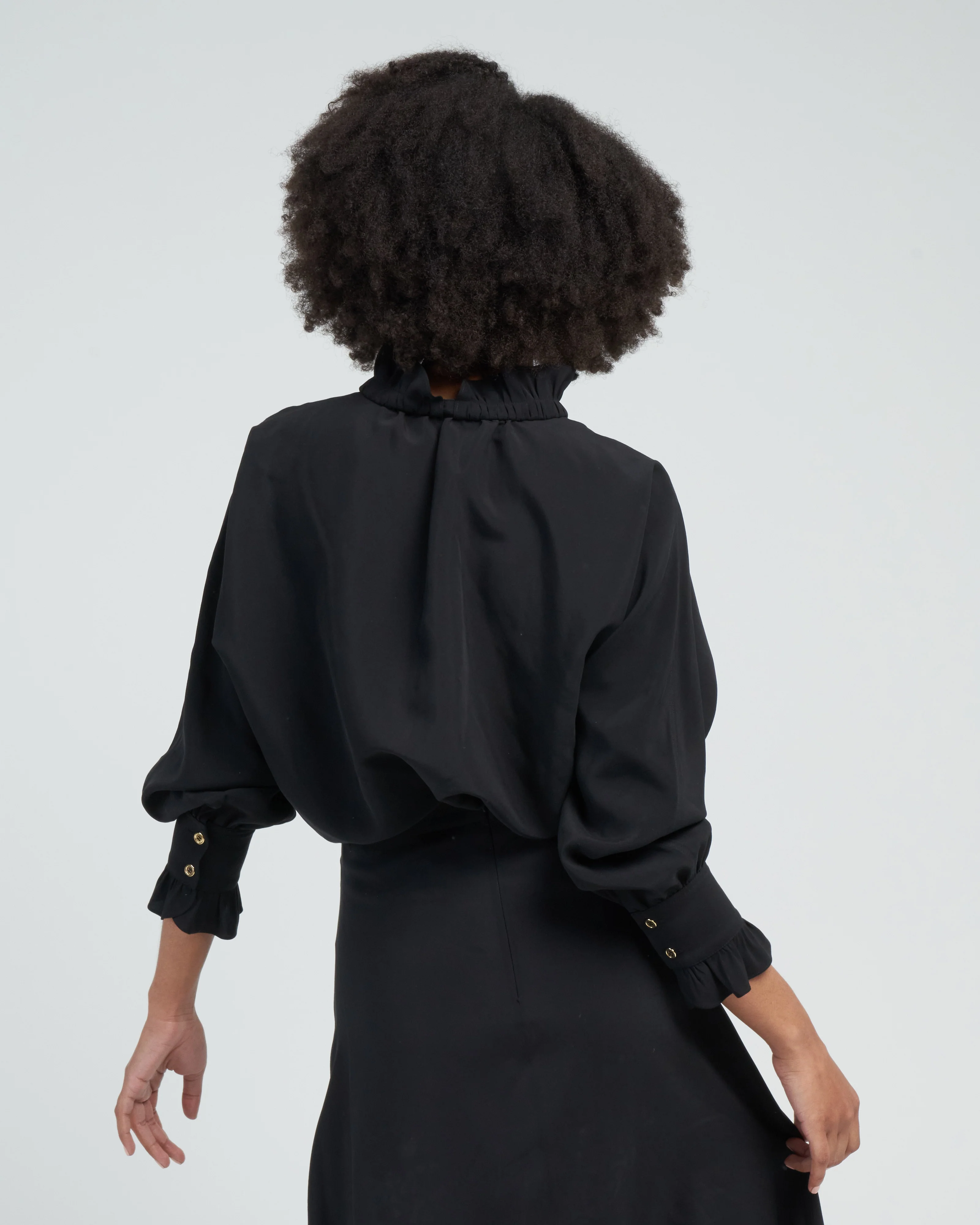 memoir 2 button front dolman sleeve - black - Image 5
