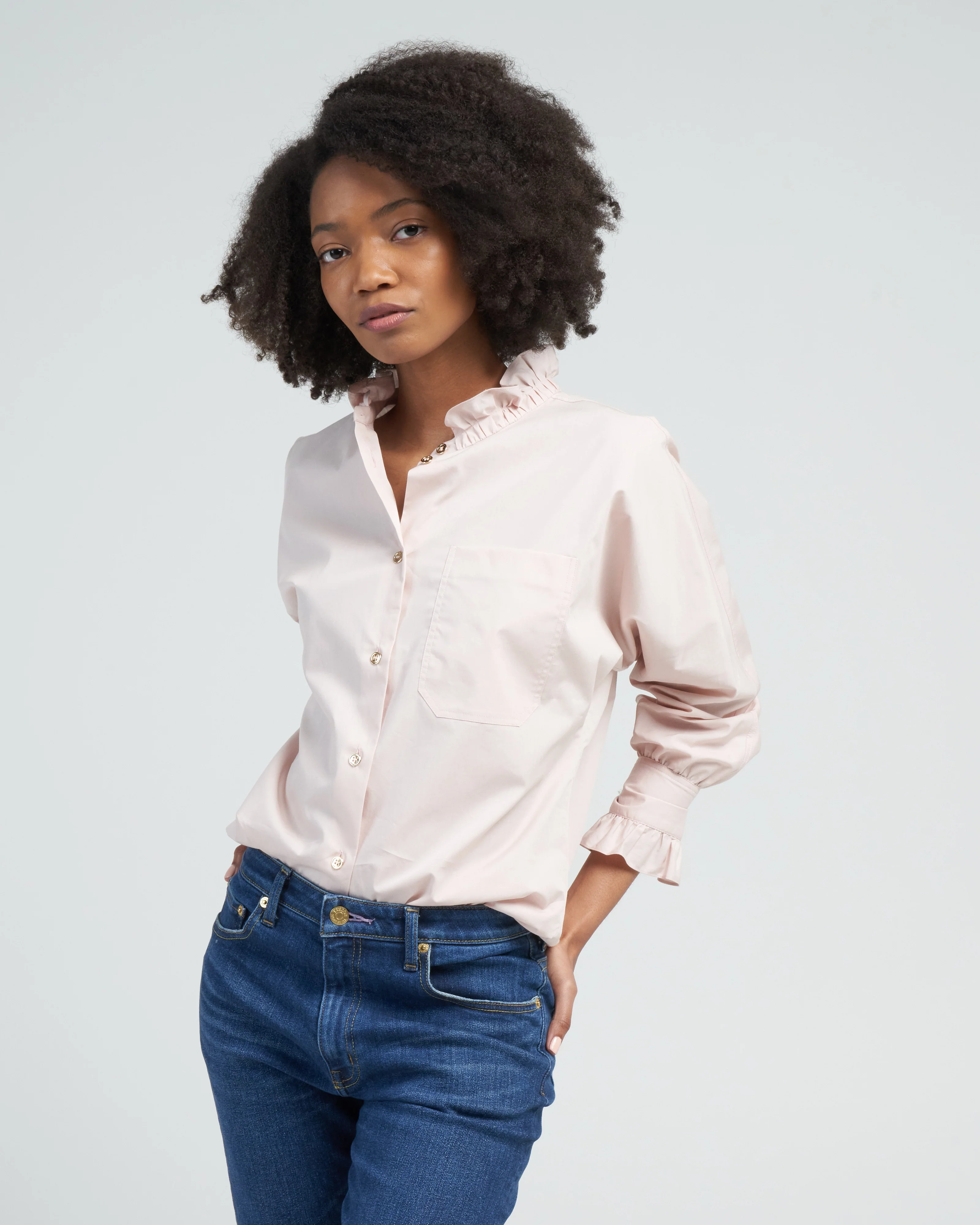 memoir 2 button front dolman sleeve - powder rose - Image 2