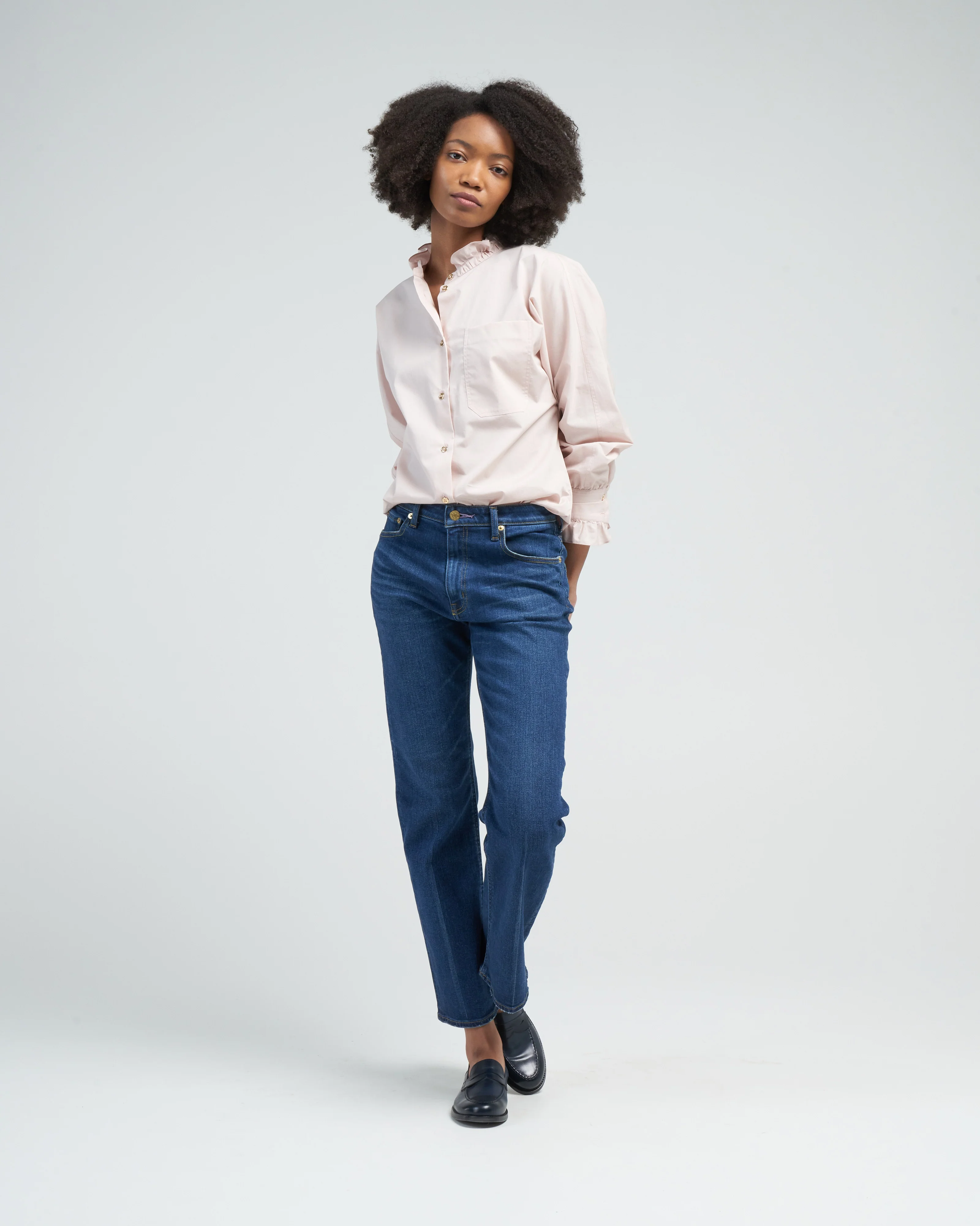 memoir 2 button front dolman sleeve - powder rose - Image 3
