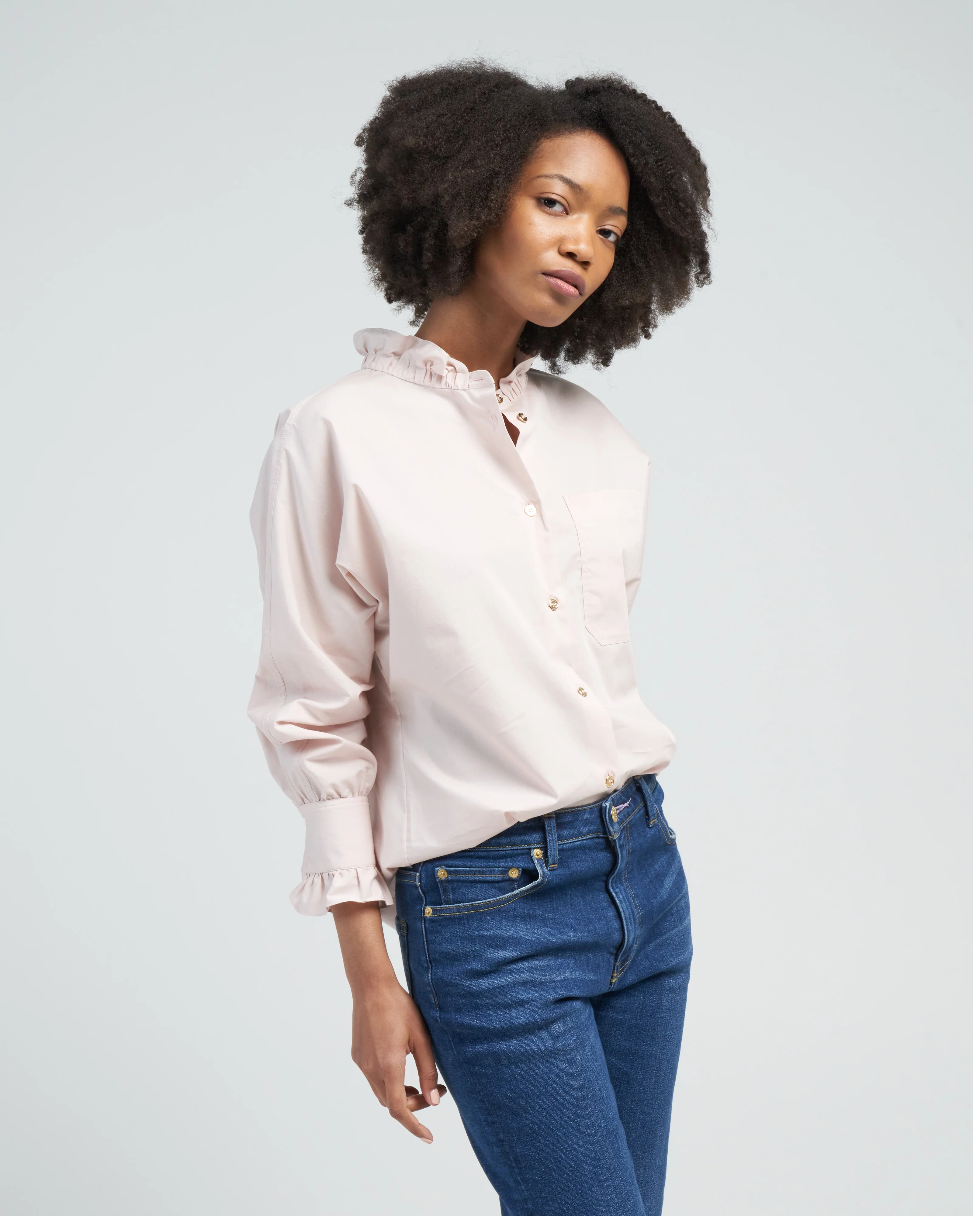 memoir 2 button front dolman sleeve - powder rose - Image 4
