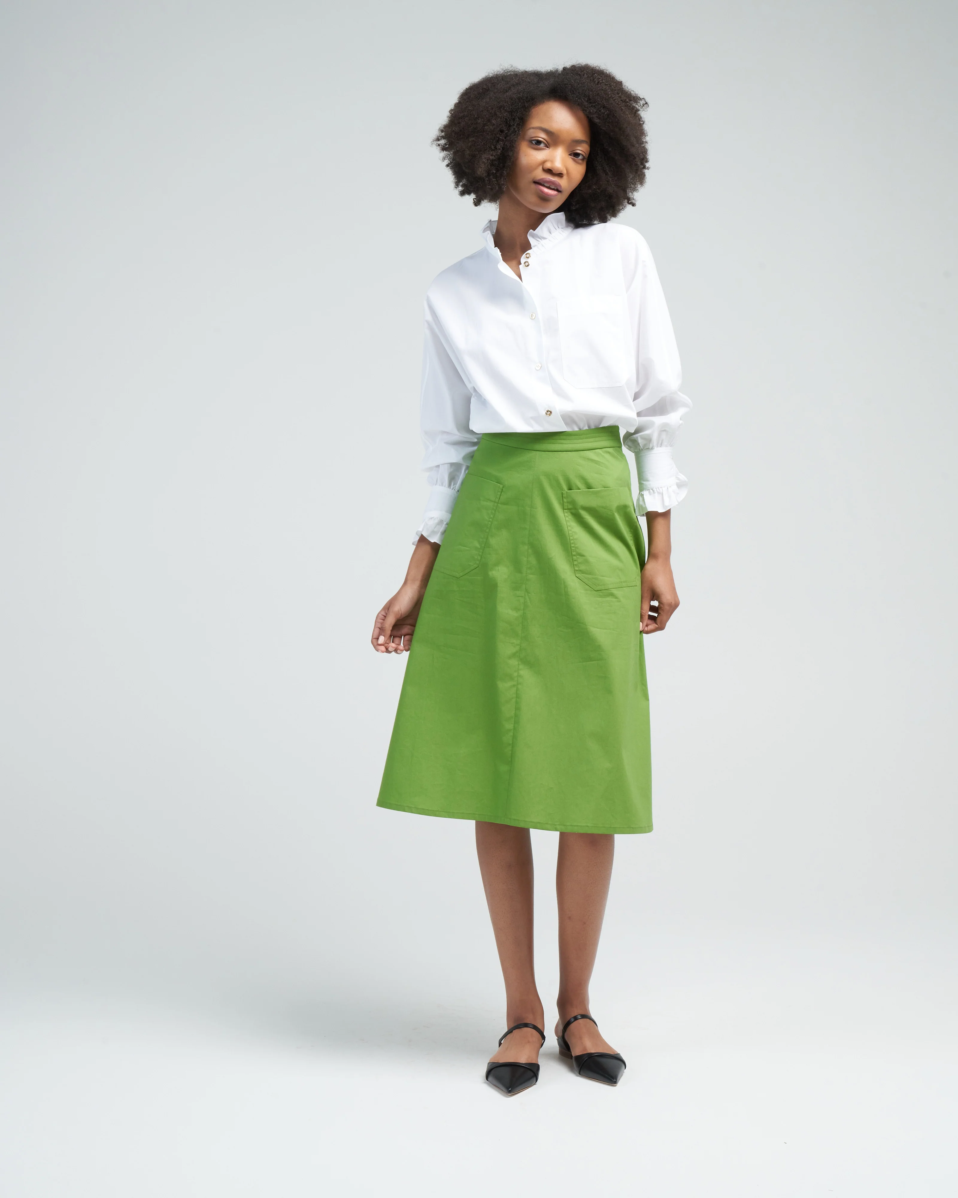 memoir 2 button front dolman sleeve - white - Image 2