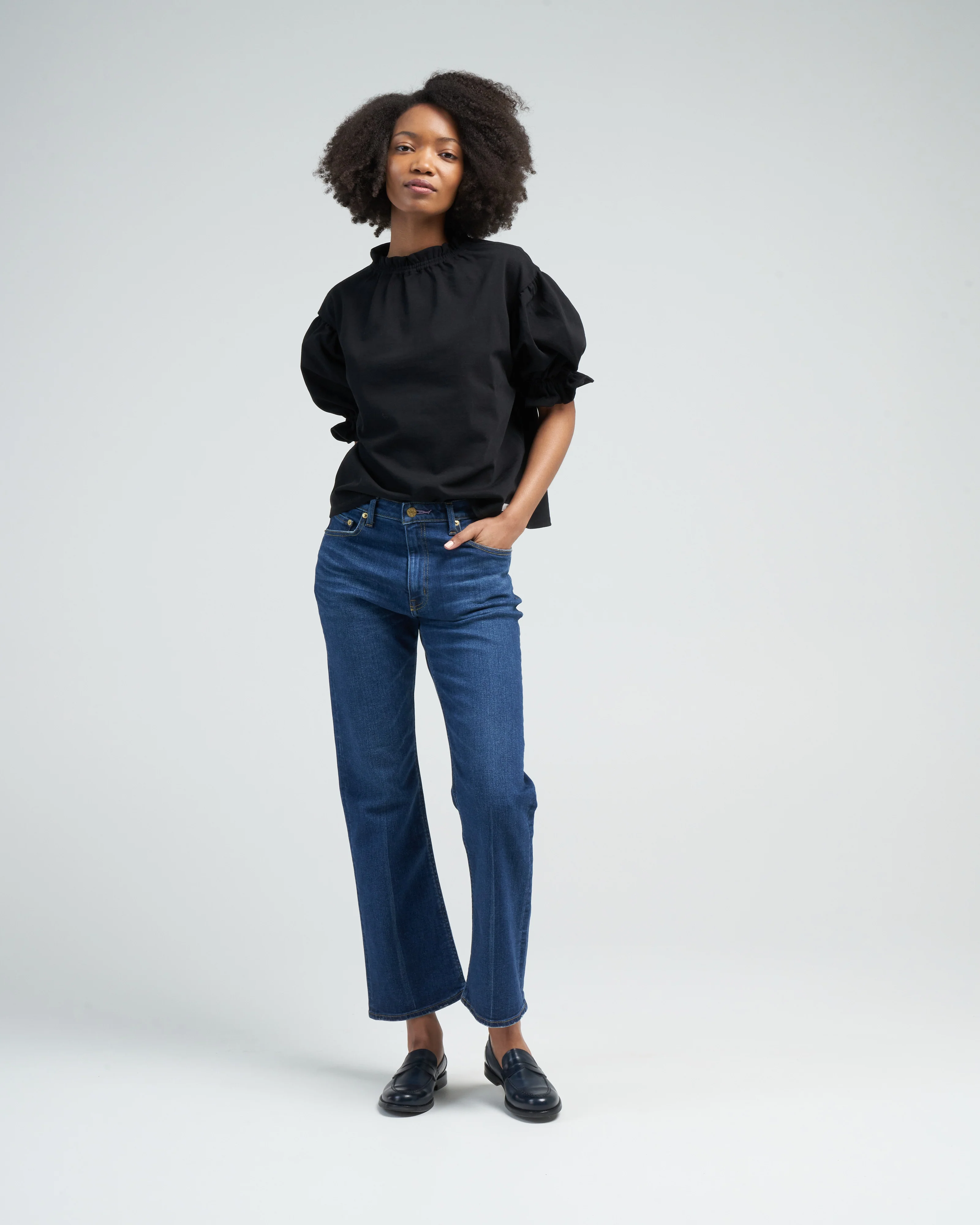 short sleeve sweatblouse - black - Image 2