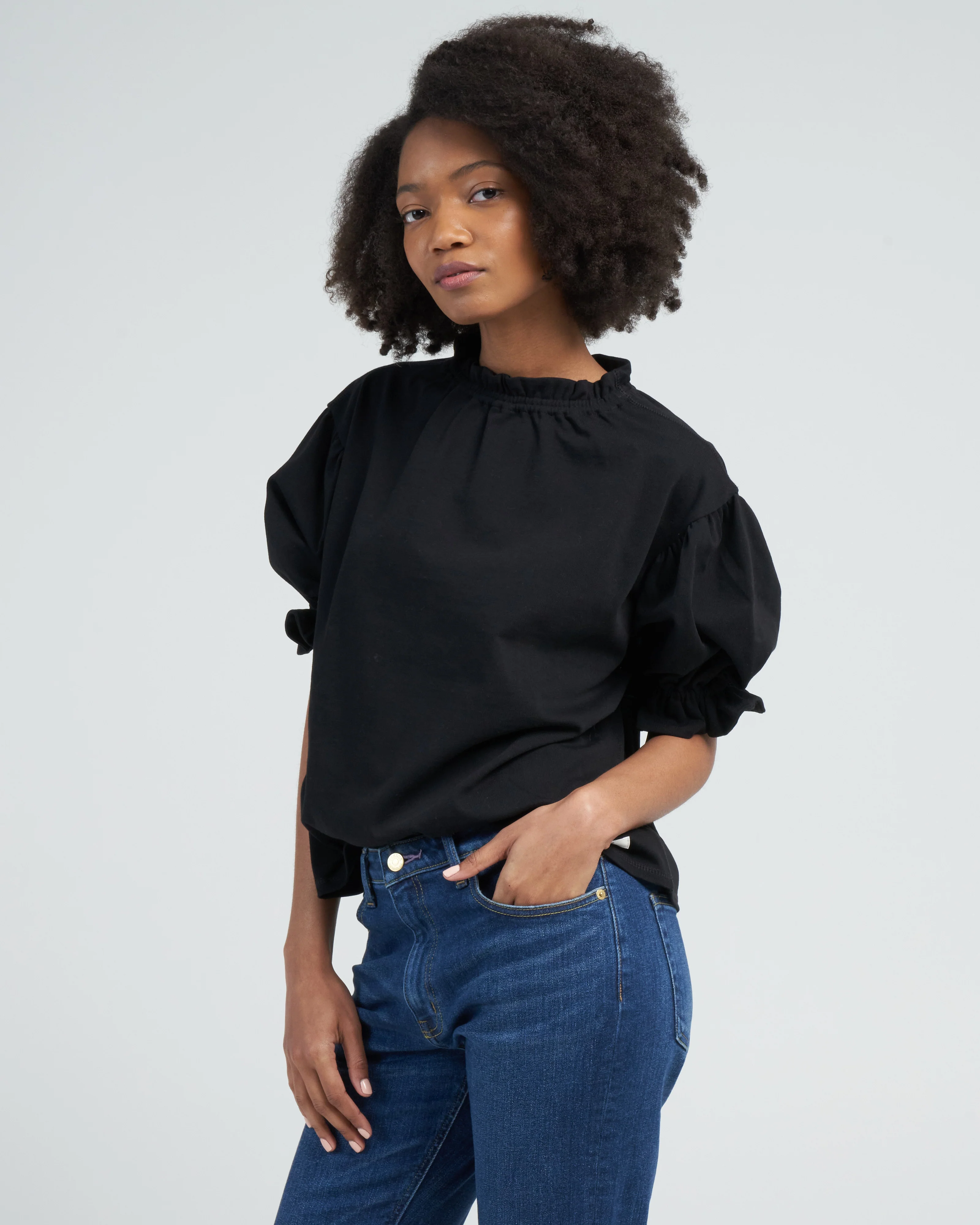 short sleeve sweatblouse - black - Image 3