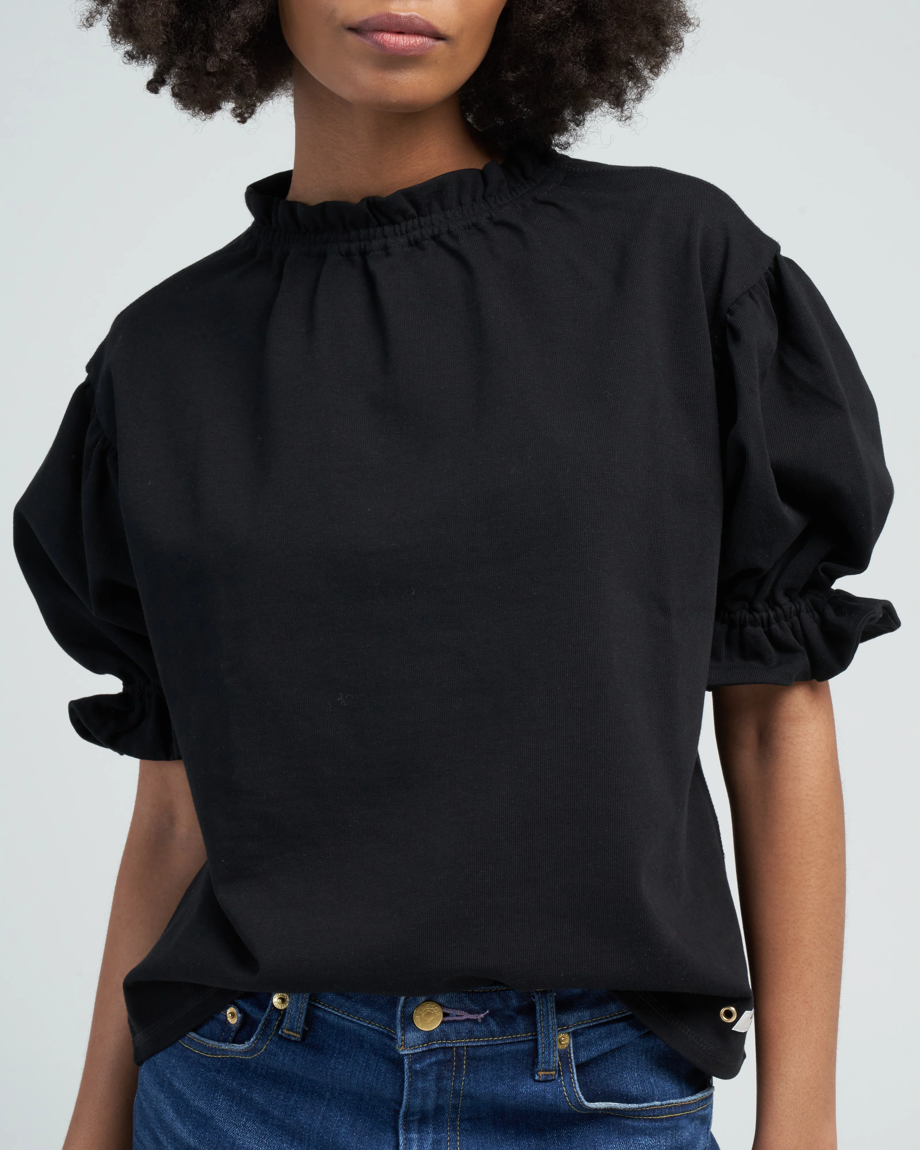 short sleeve sweatblouse - black - Image 5