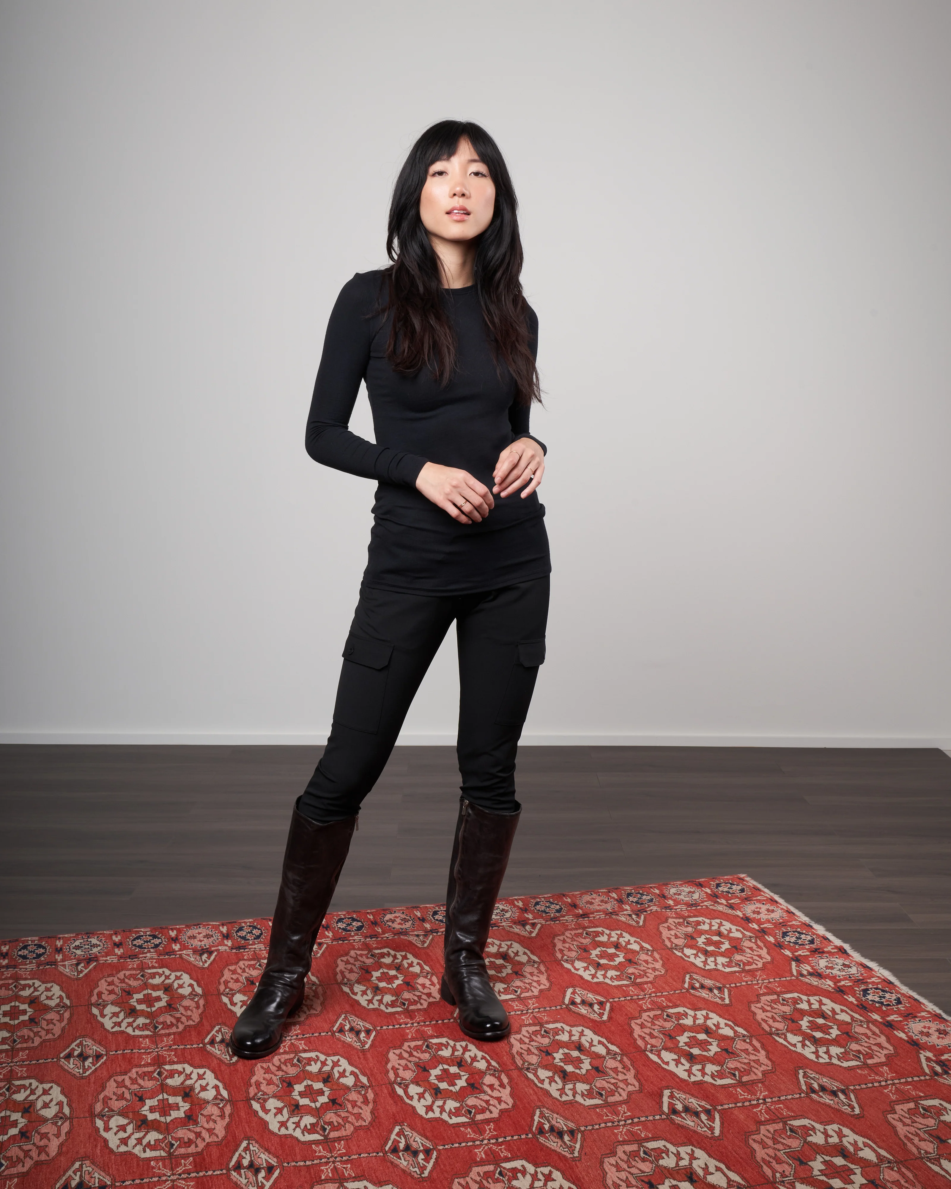 model rib long sleeve tee - black - Image 2