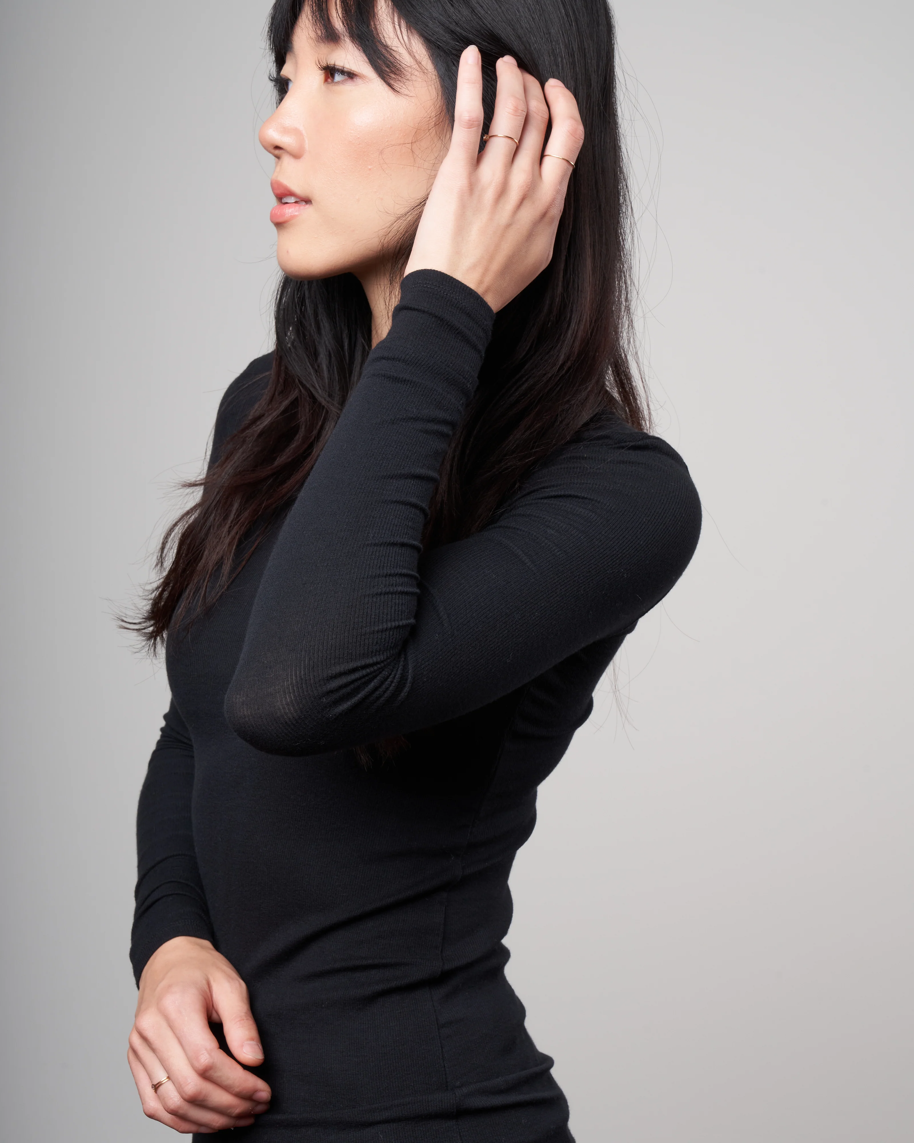 model rib long sleeve tee - black - Image 3