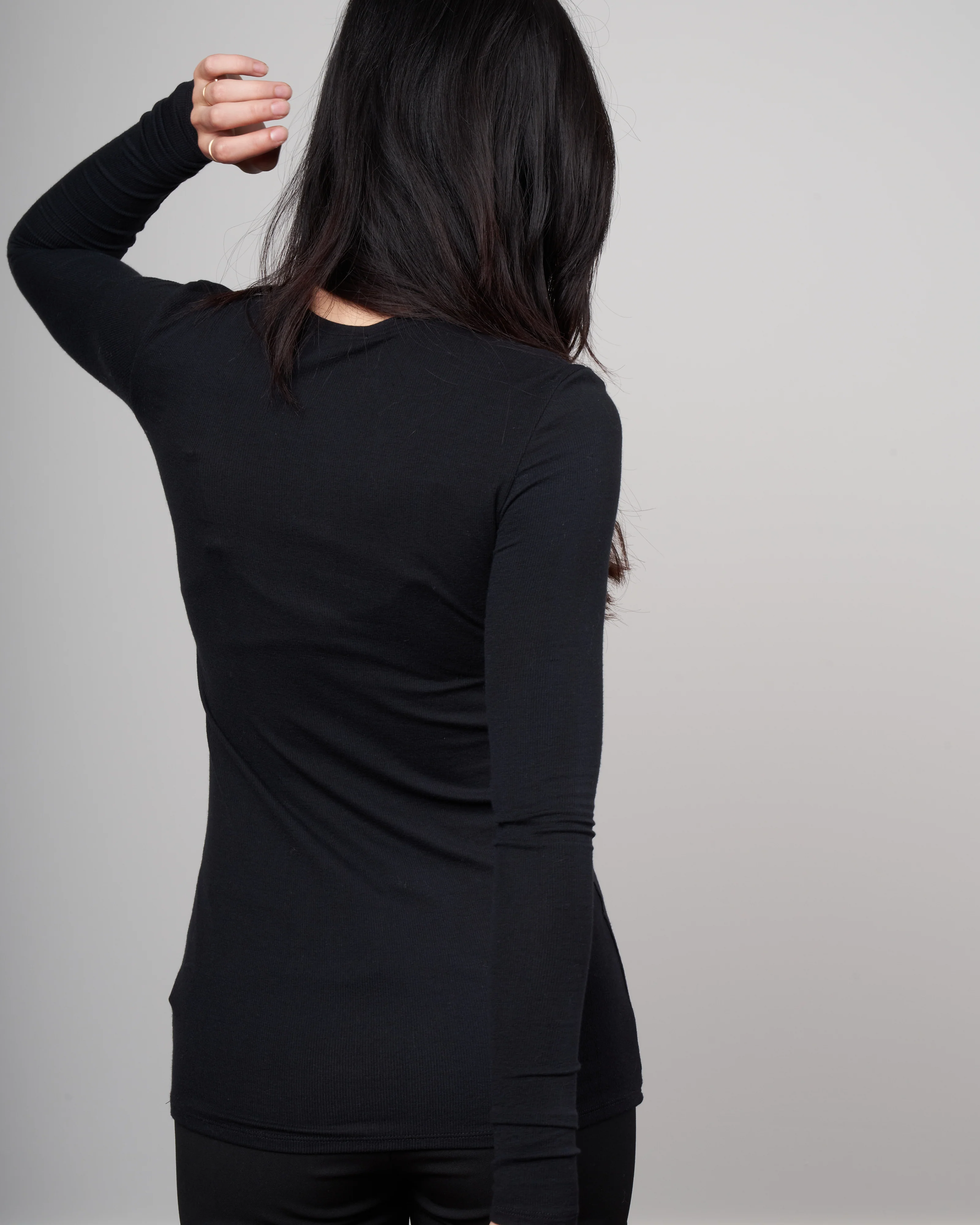model rib long sleeve tee - black - Image 4