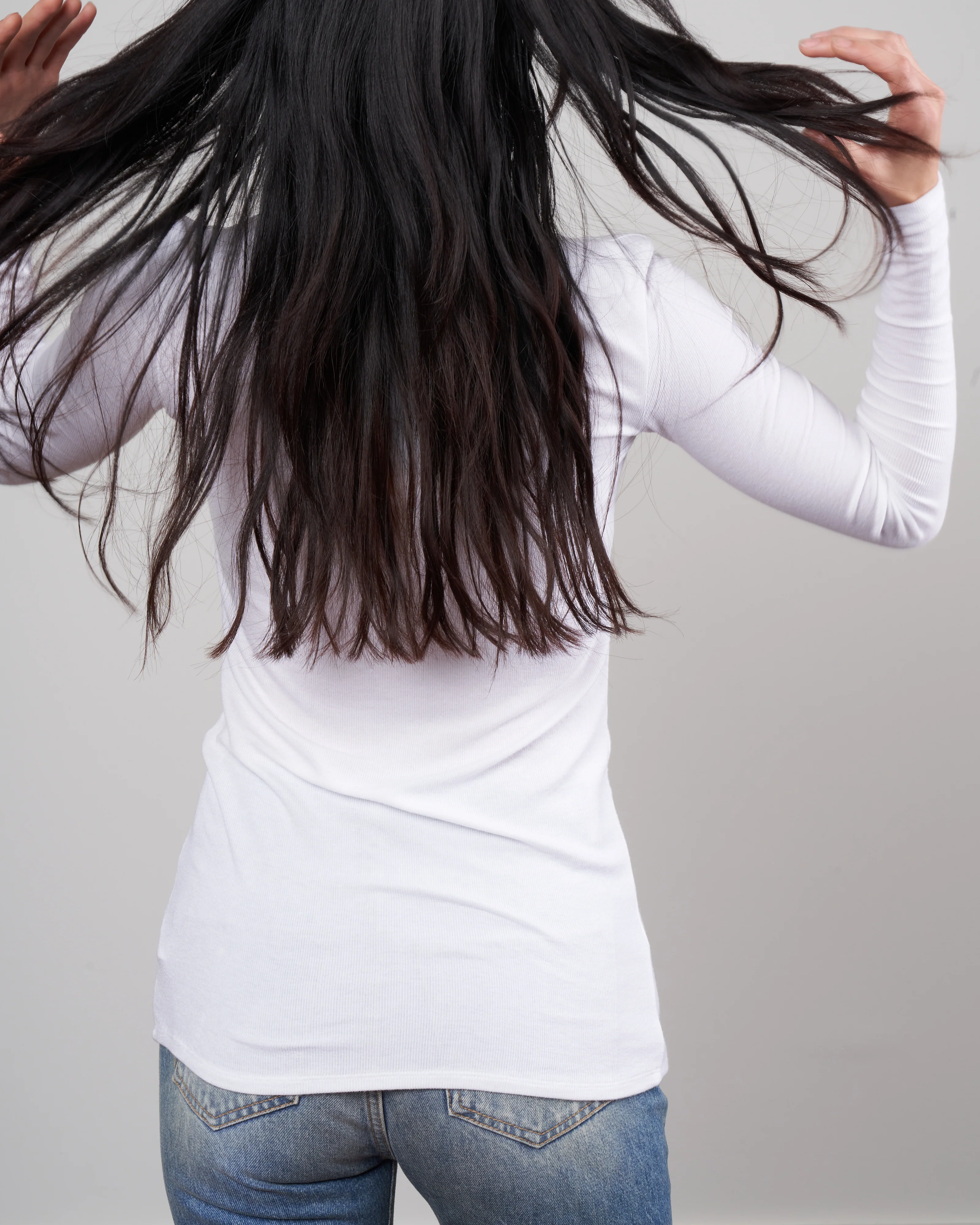 model rib long sleeve tee - white - Image 4