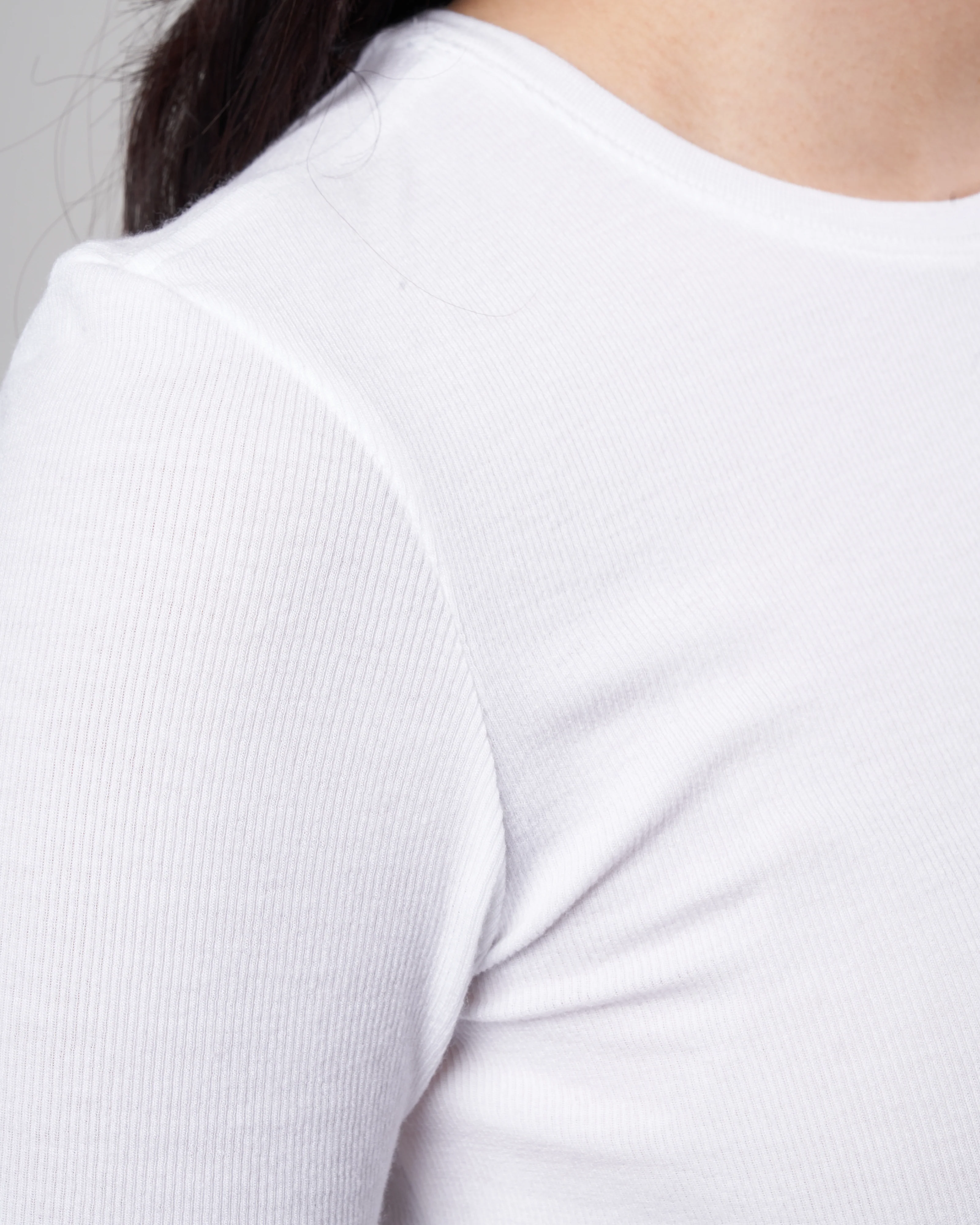 model rib long sleeve tee - white - Image 5