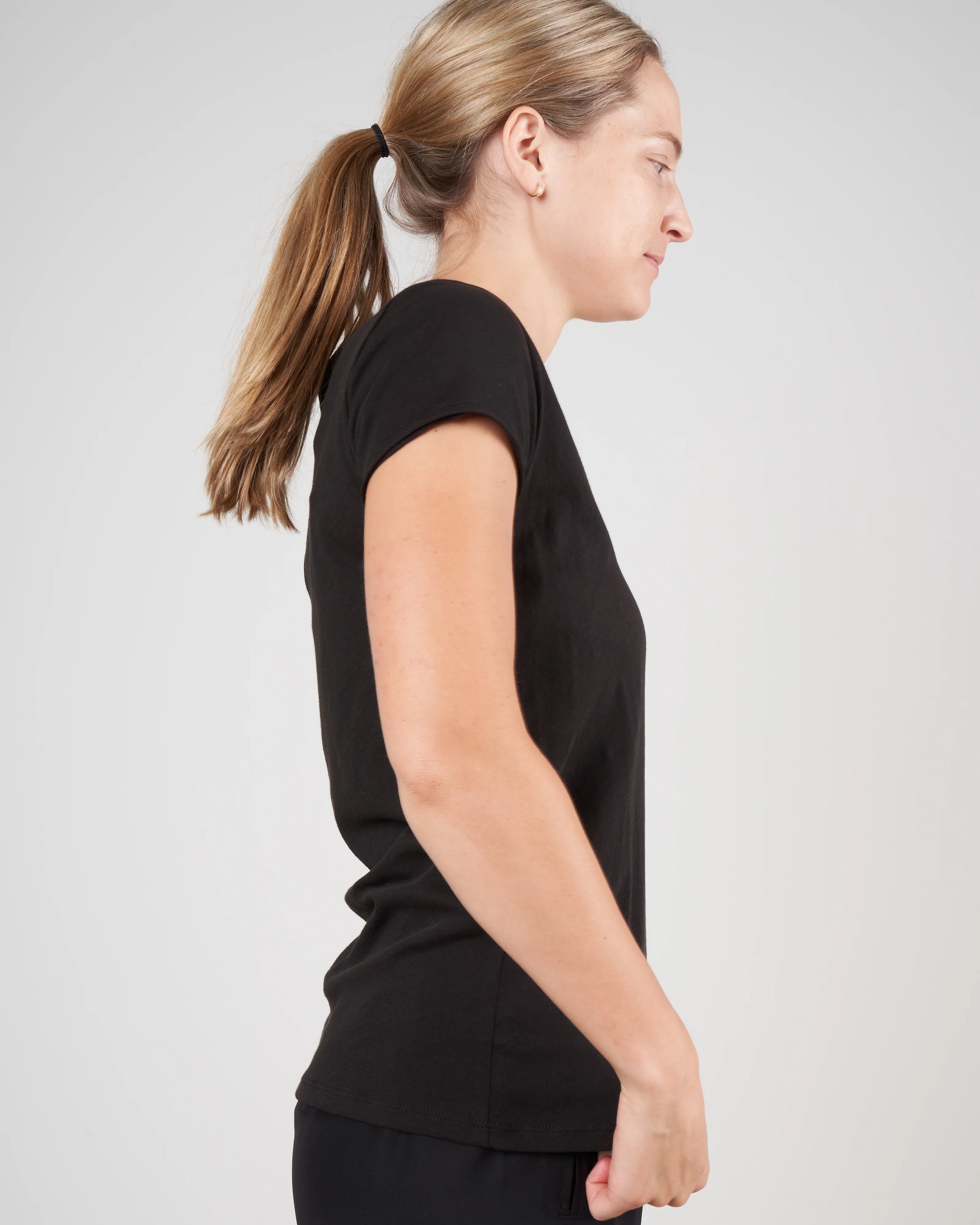 vintage jersey v neck tee - black - Image 3