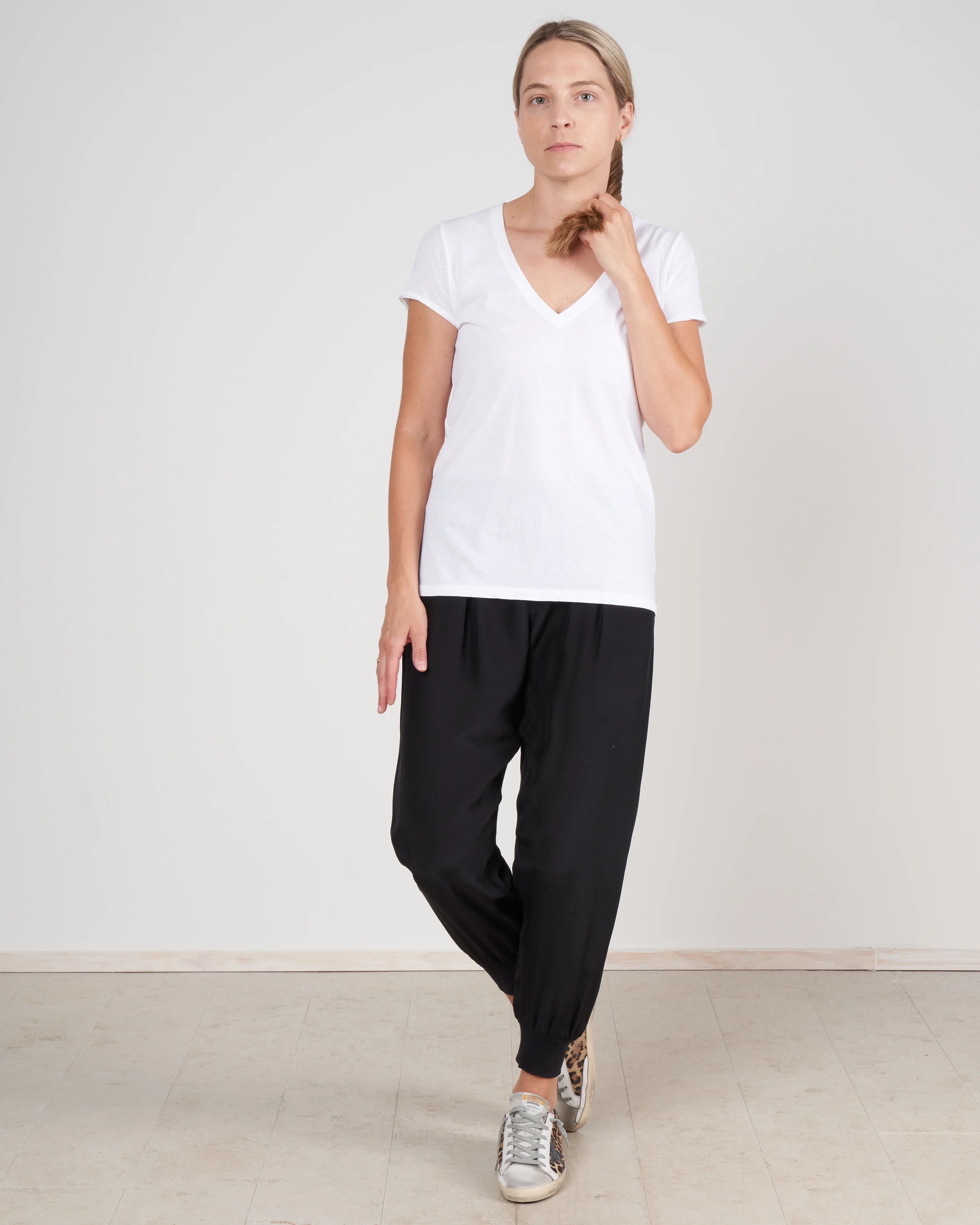 vintage jersey v neck tee - white - Image 2