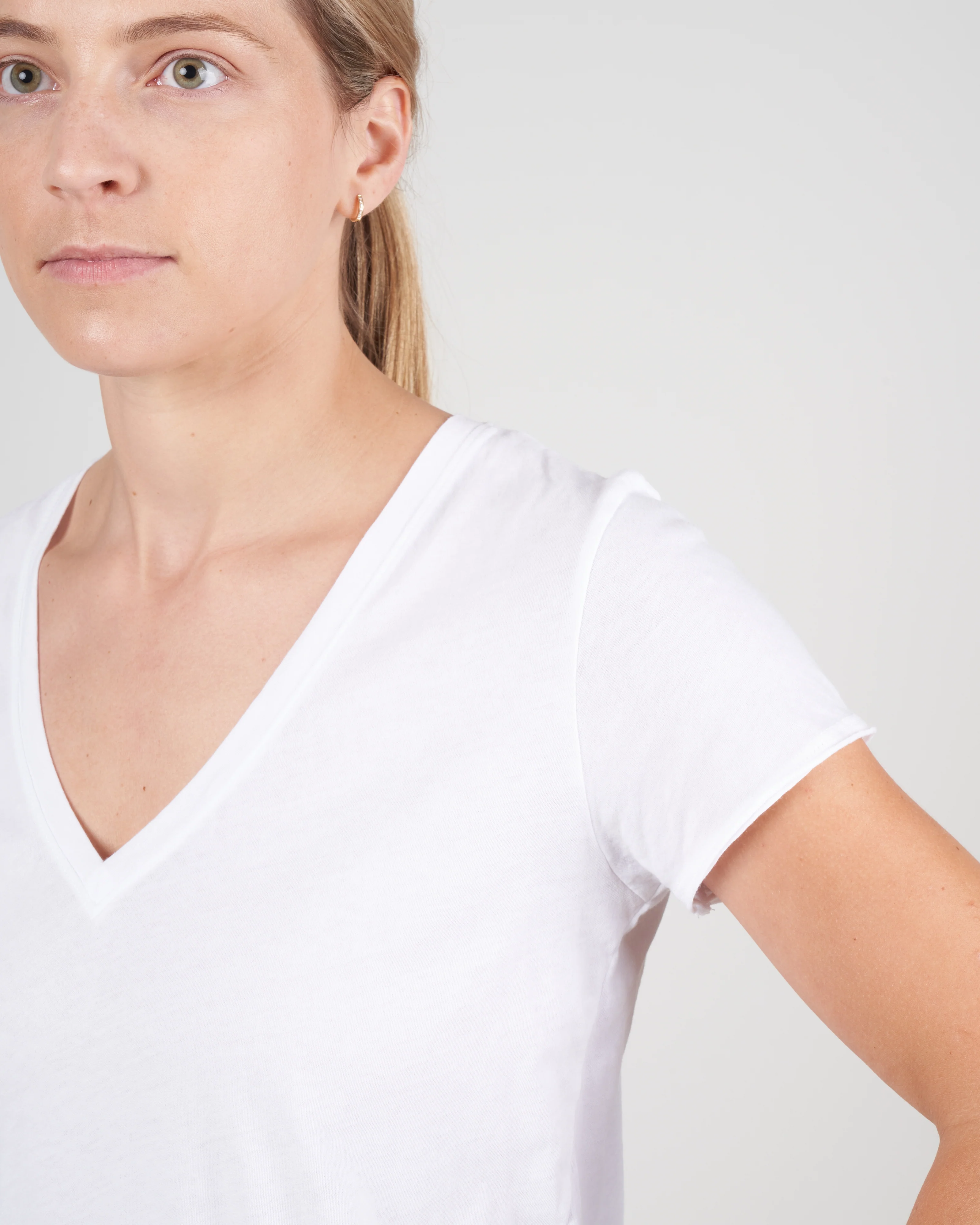 vintage jersey v neck tee - white - Image 5