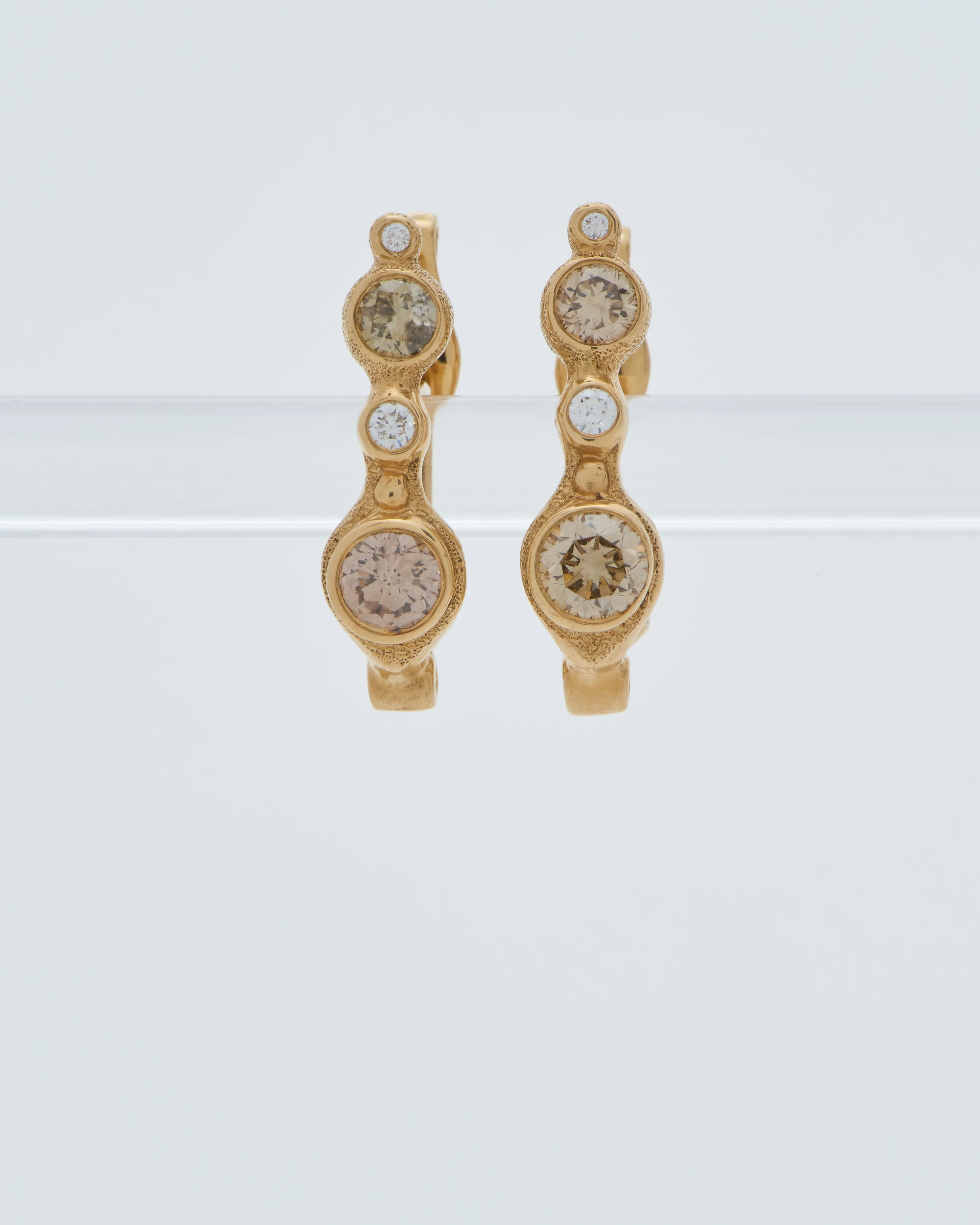 gold and brown diamond earrings - Image 2