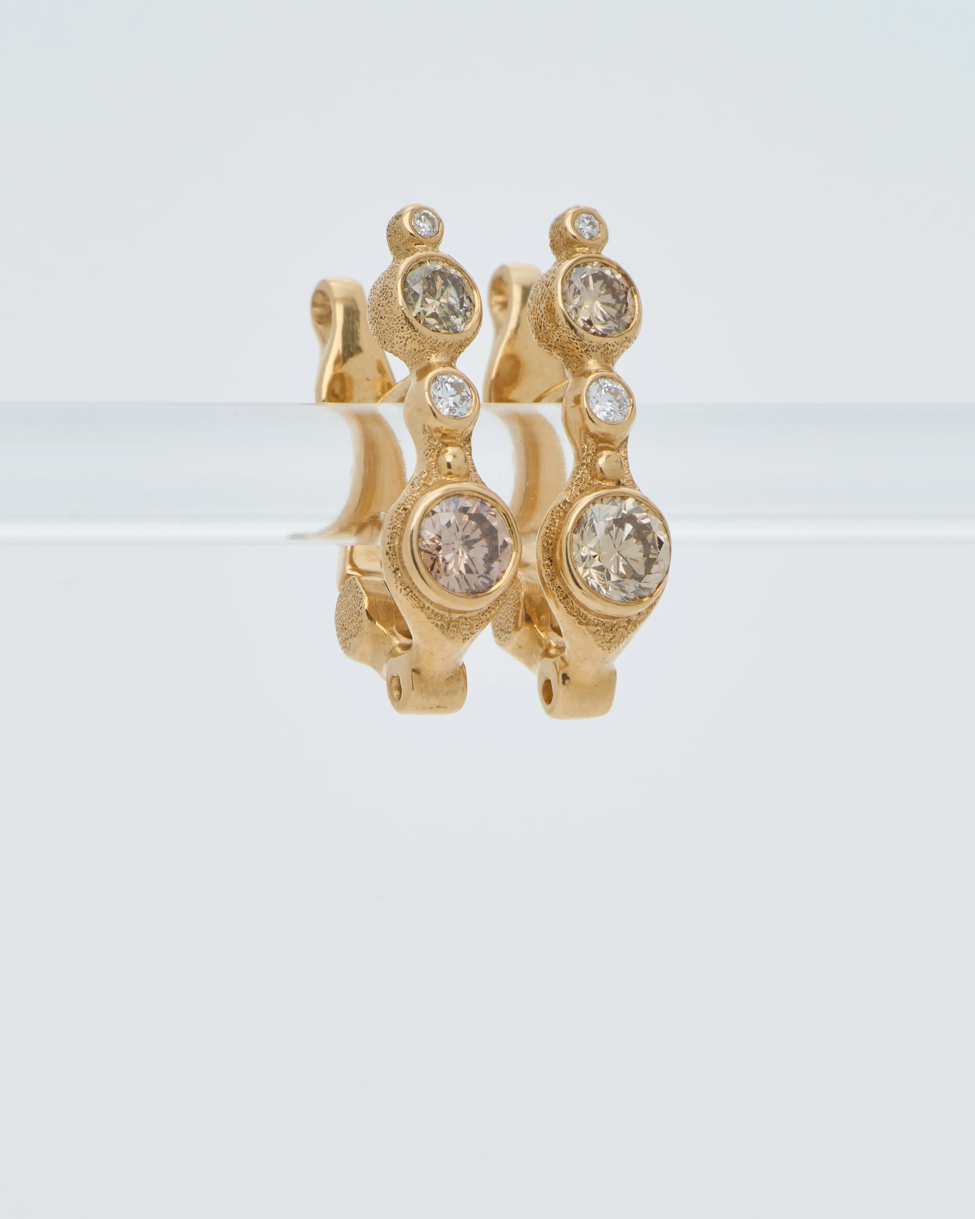 gold and brown diamond earrings - Image 3