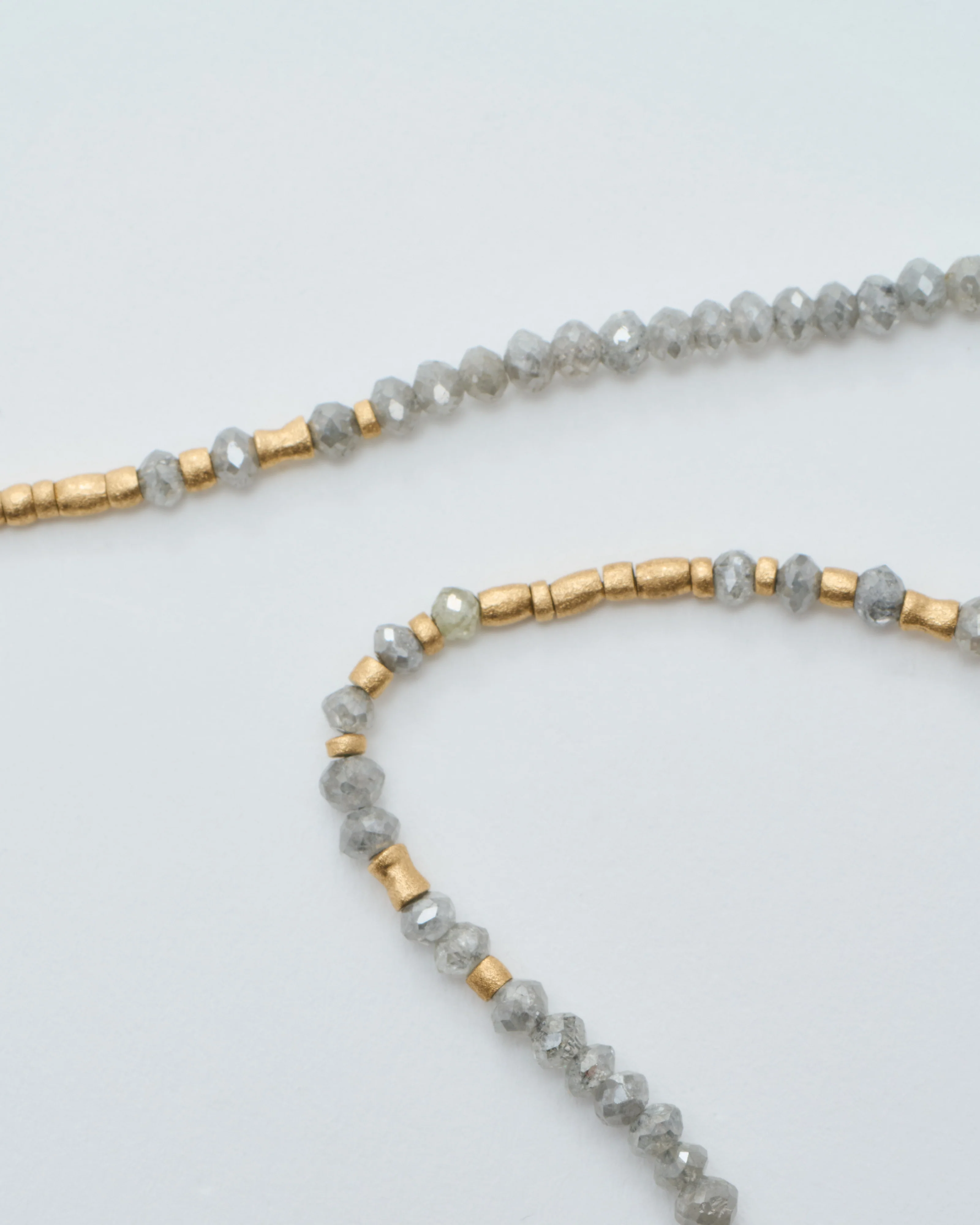 gold and grey diamond round beaded necklace - Image 2