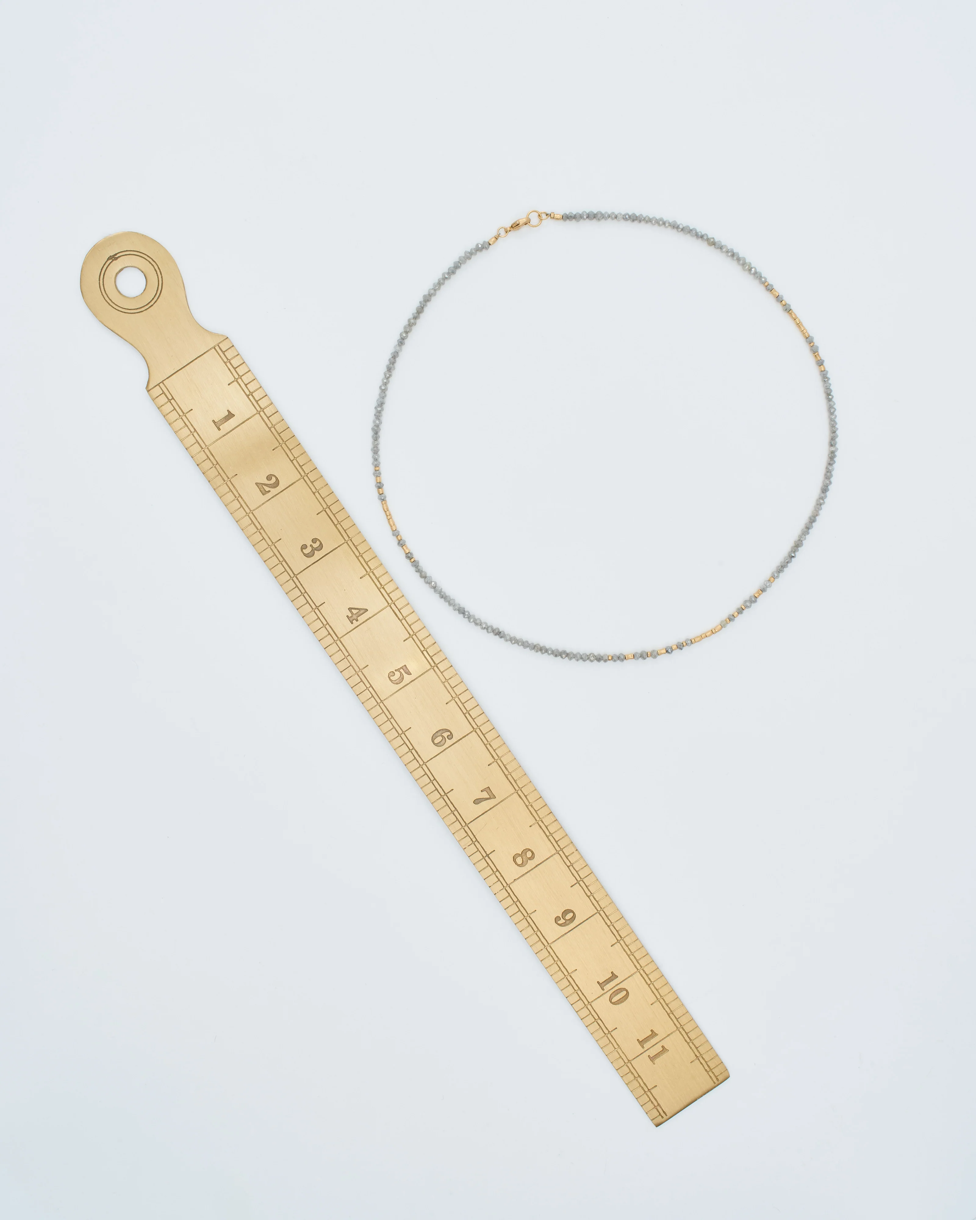 gold and grey diamond round beaded necklace - Image 6