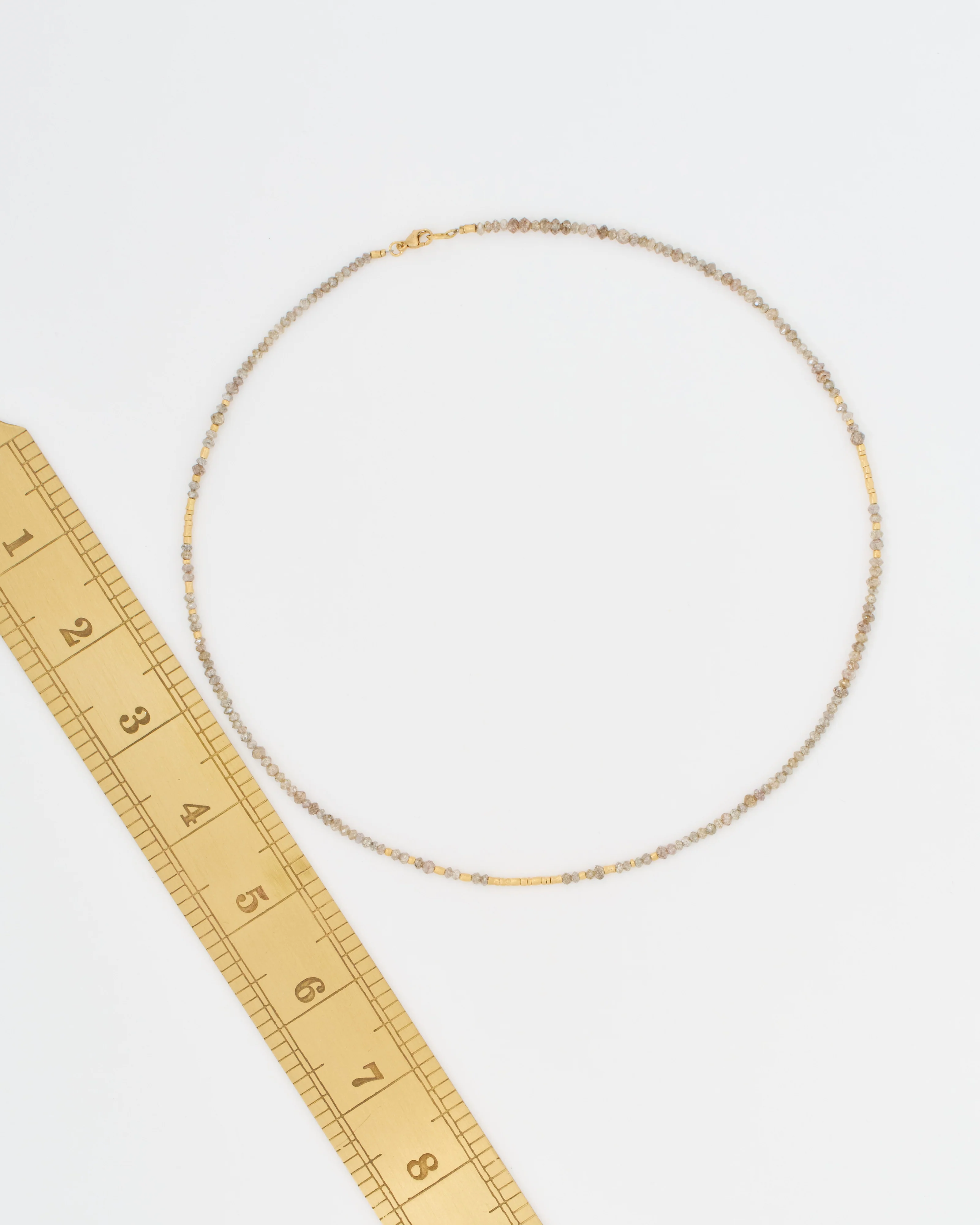 gold and grey diamond round beaded necklace - Image 6