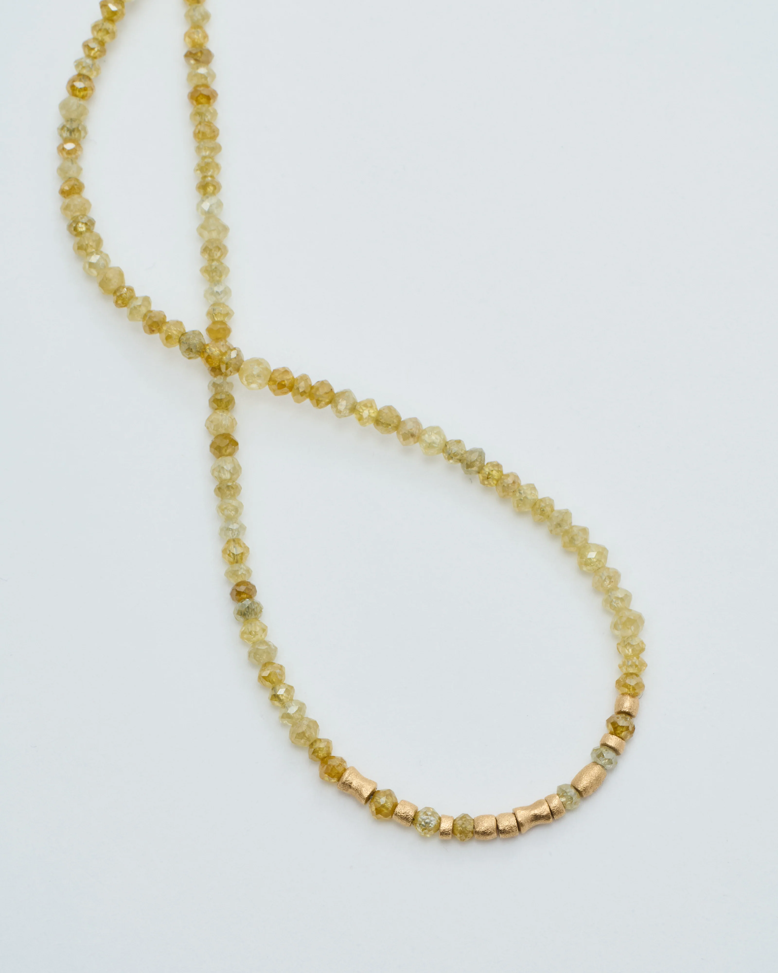 gold and yellow diamond round beaded necklace - Image 3