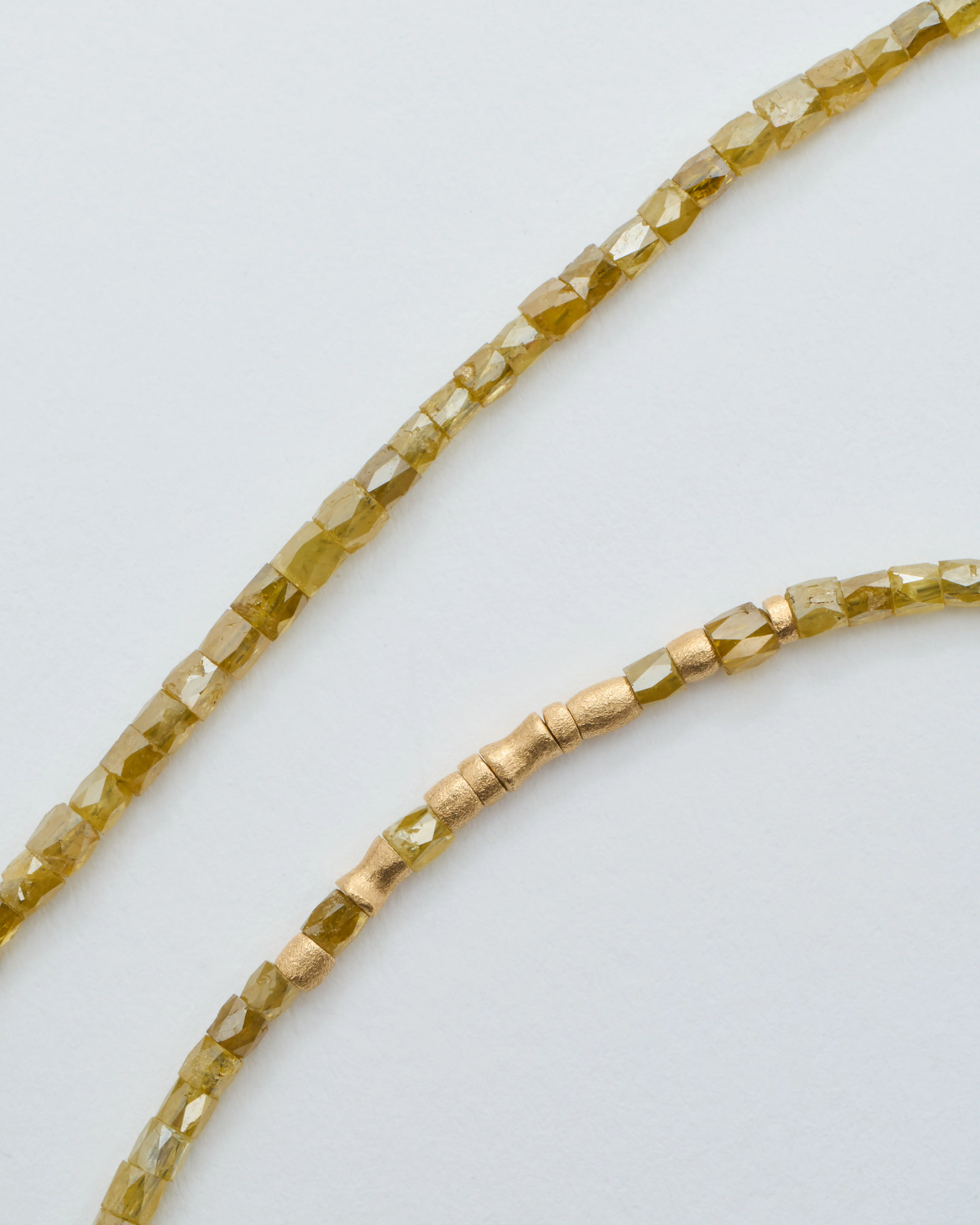 gold and yellow diamond cylinder beaded necklace - Image 3