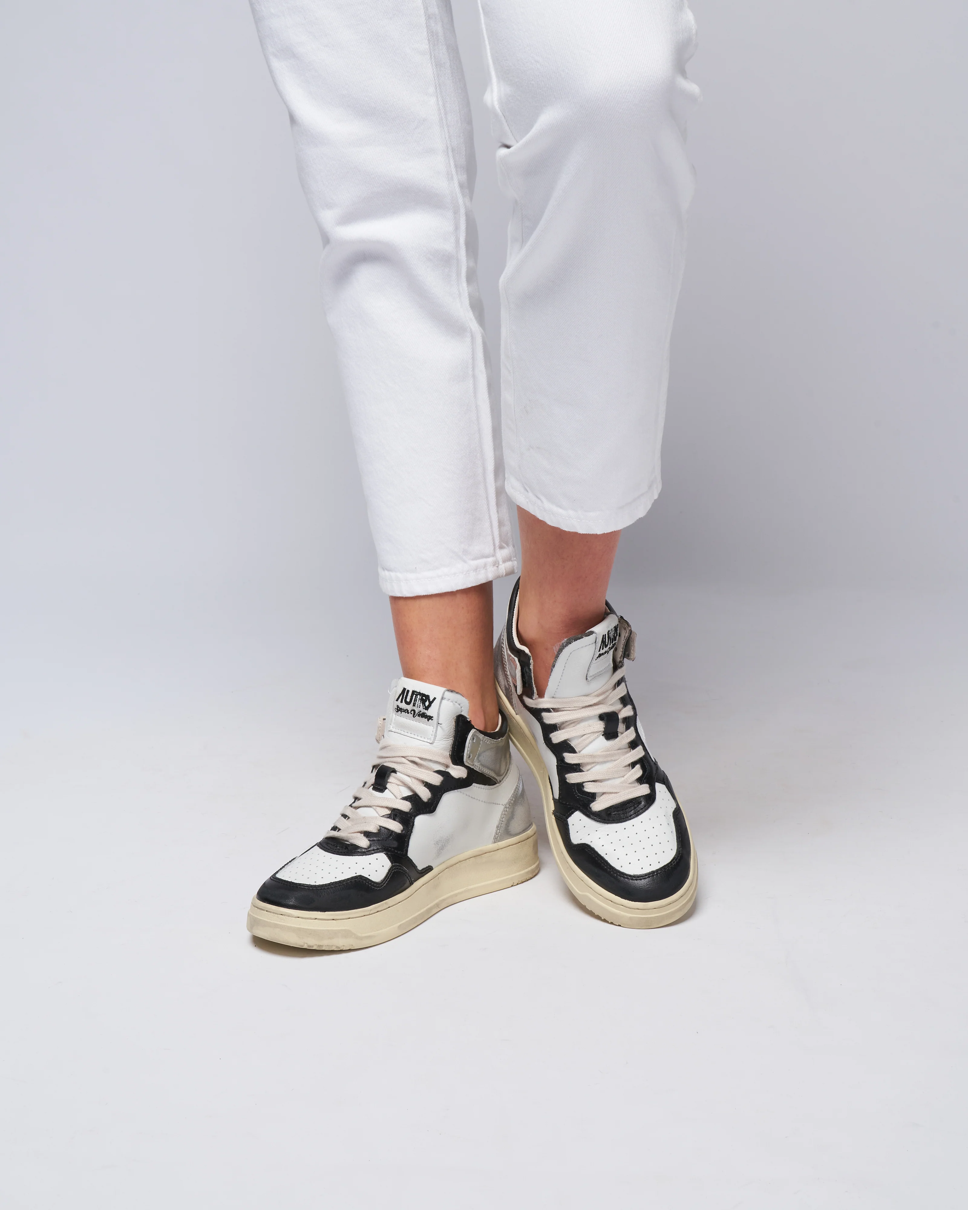 autry super vintage mid - leather white/black/silver - Image 4