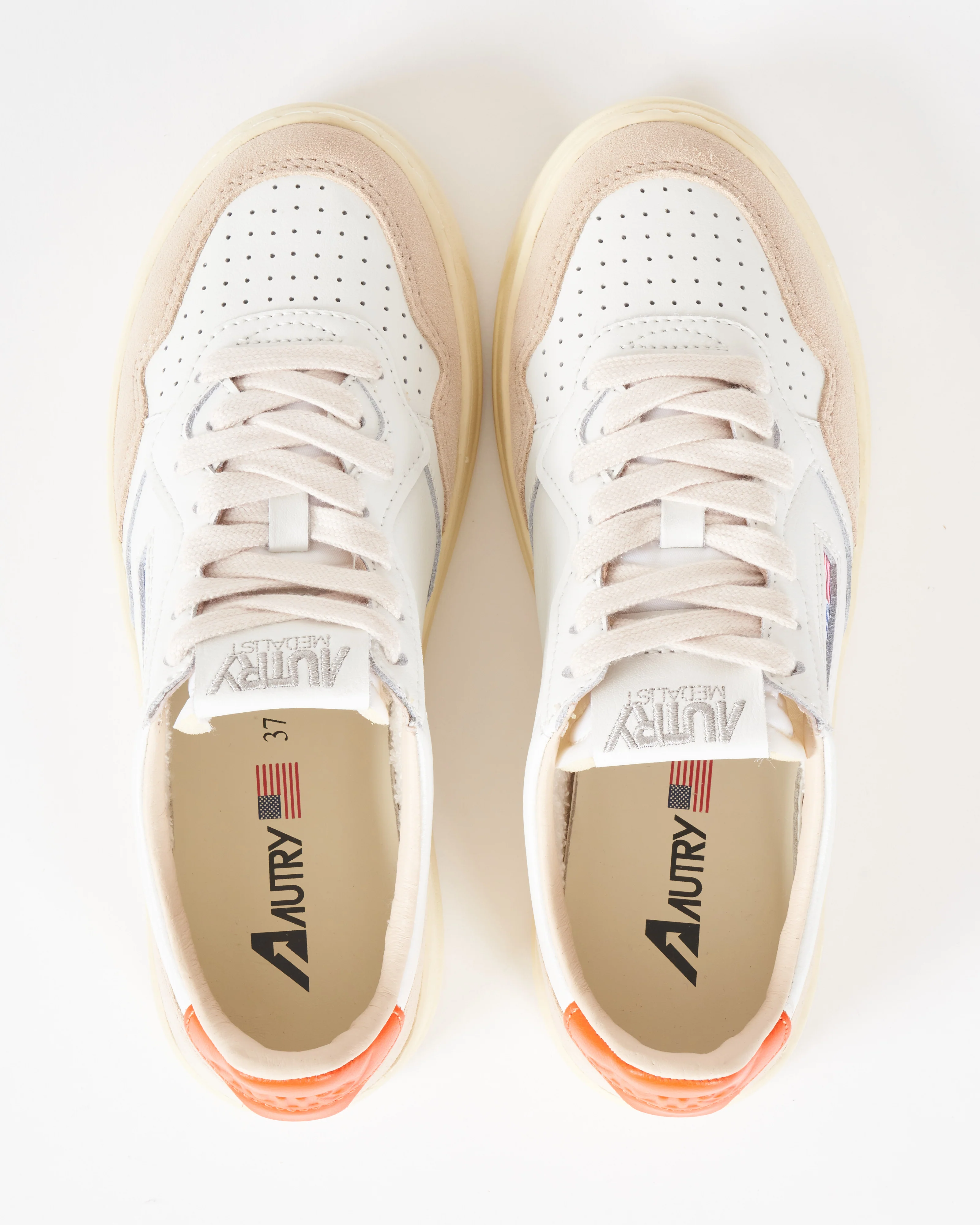 medalist low ls45 sneaker - white/orange leather - Image 3