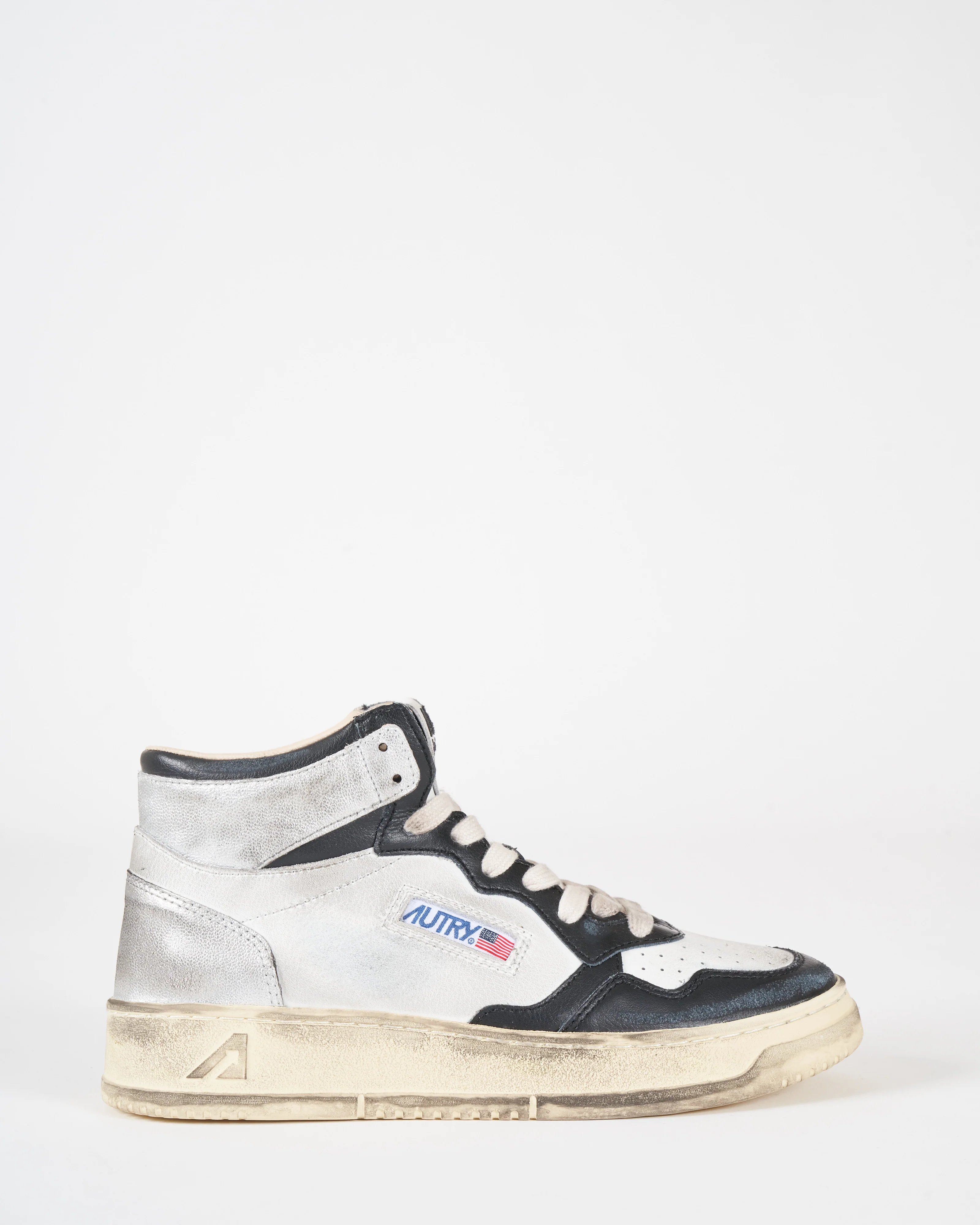 sup vint mid sv11 sneaker - white/black/silver leather - Image 2