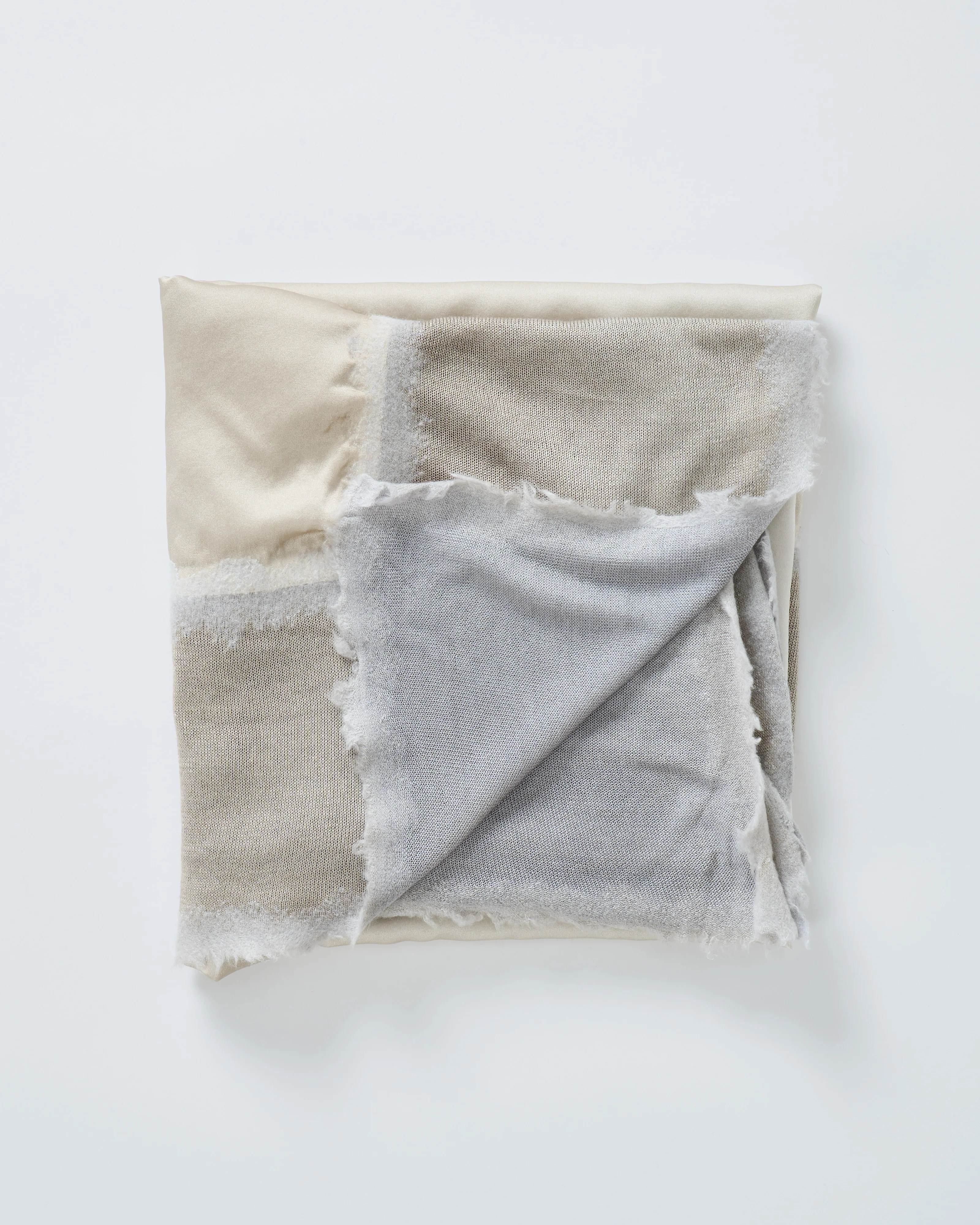 bicolor double foulard scarf with destroyed edges - Image 5