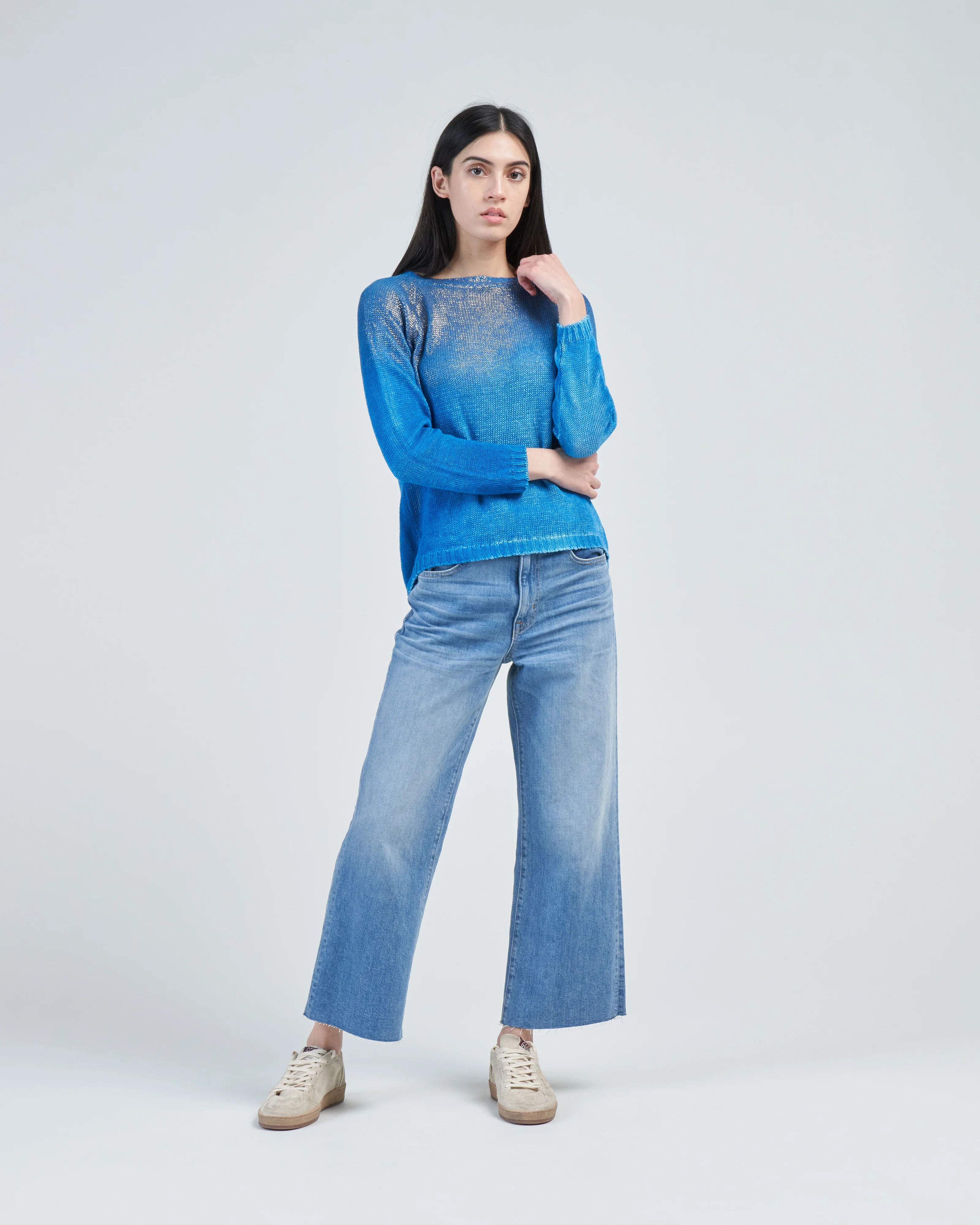 boat neck raglan pullover with lamination and shadows - Image 2