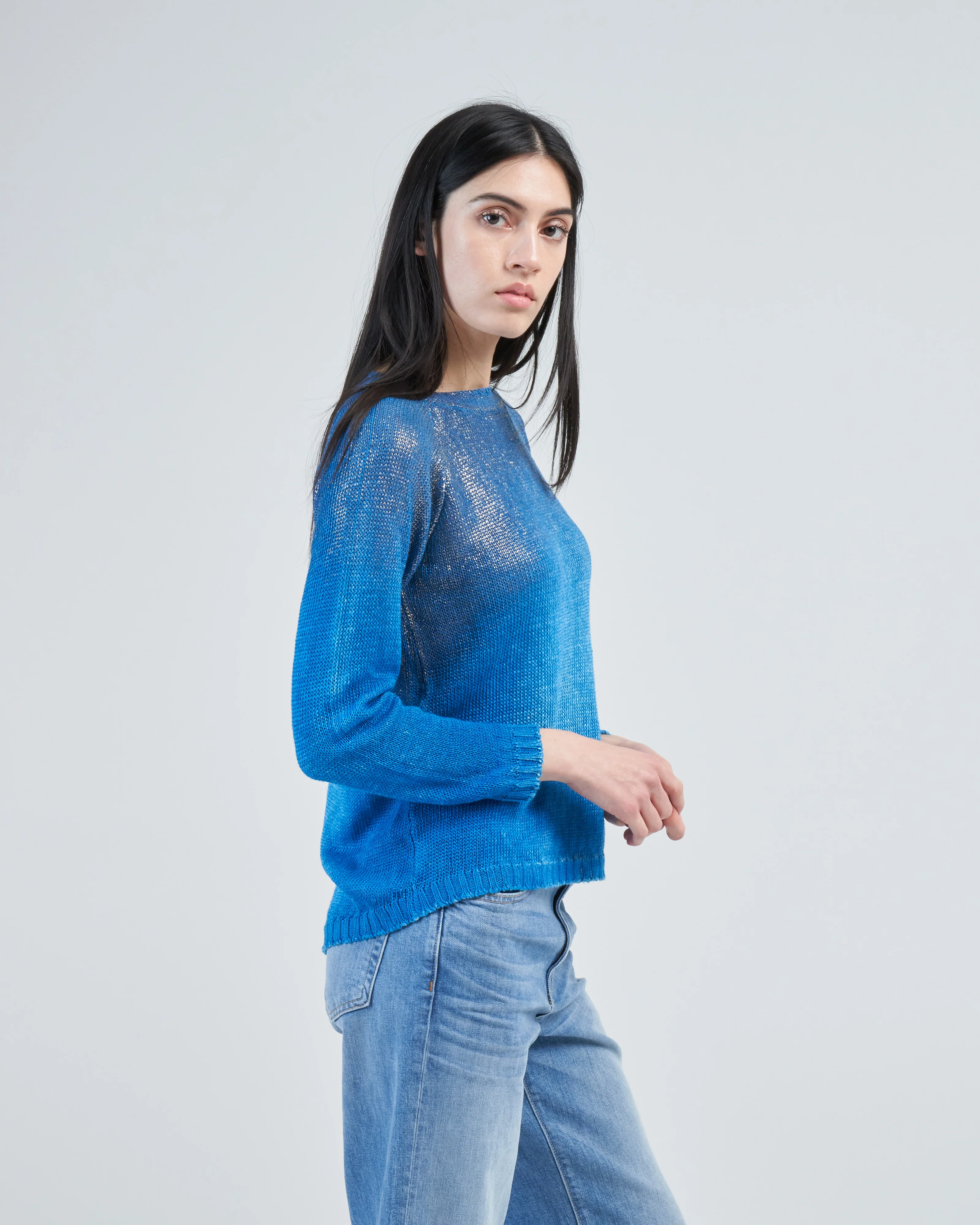 boat neck raglan pullover with lamination and shadows - Image 3