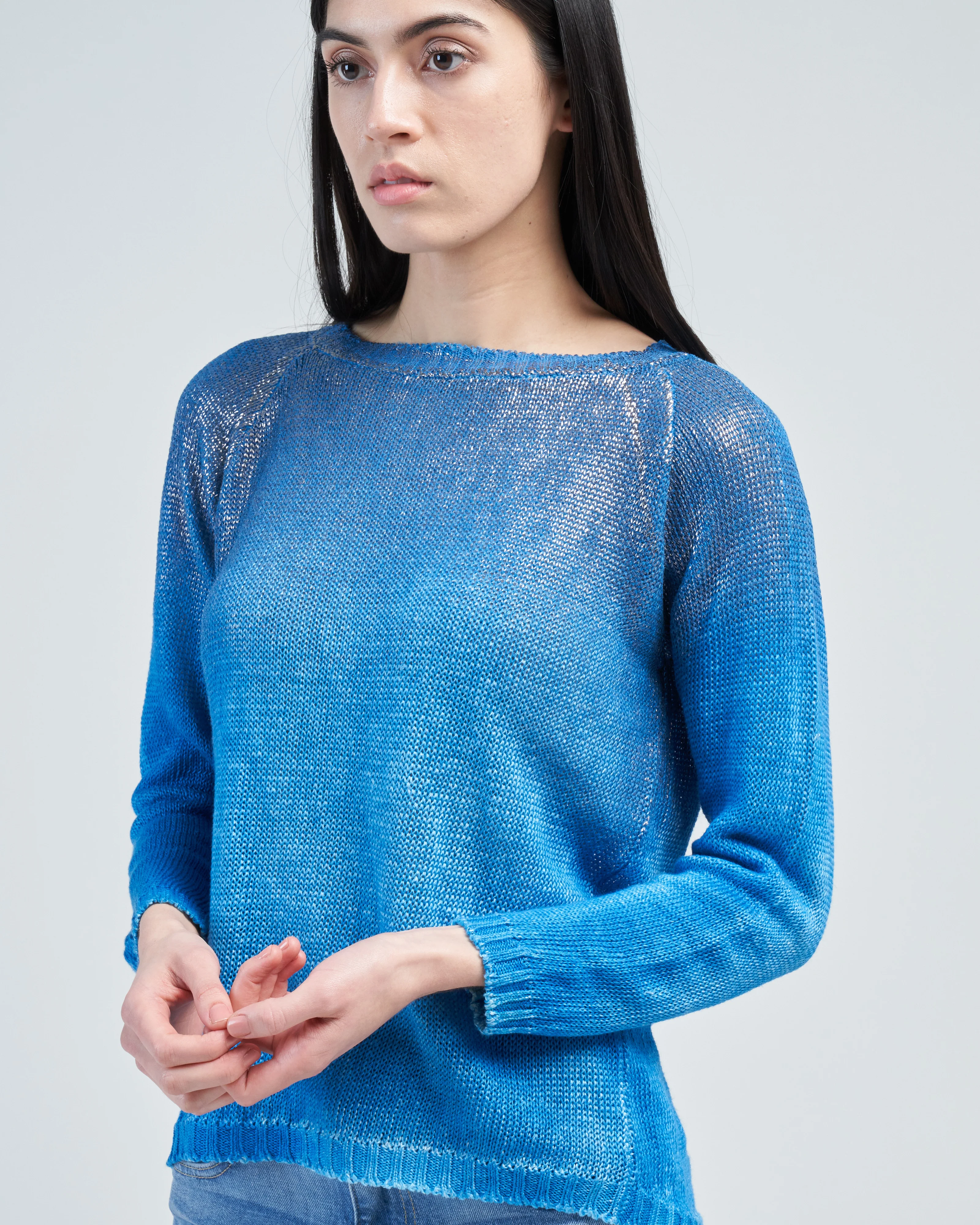 boat neck raglan pullover with lamination and shadows - Image 5