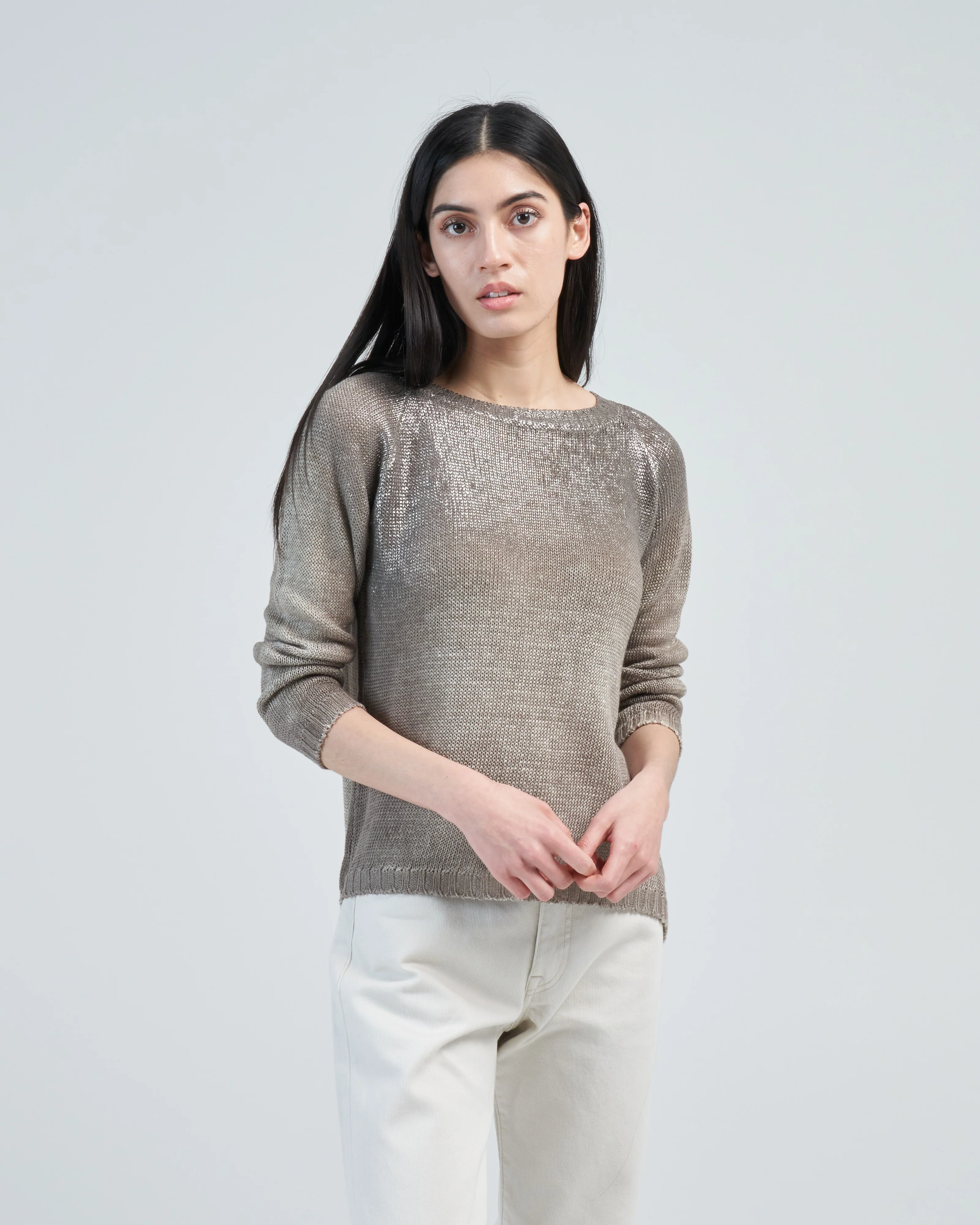 boat neck raglan pullover with lamination and shadows - Image 2