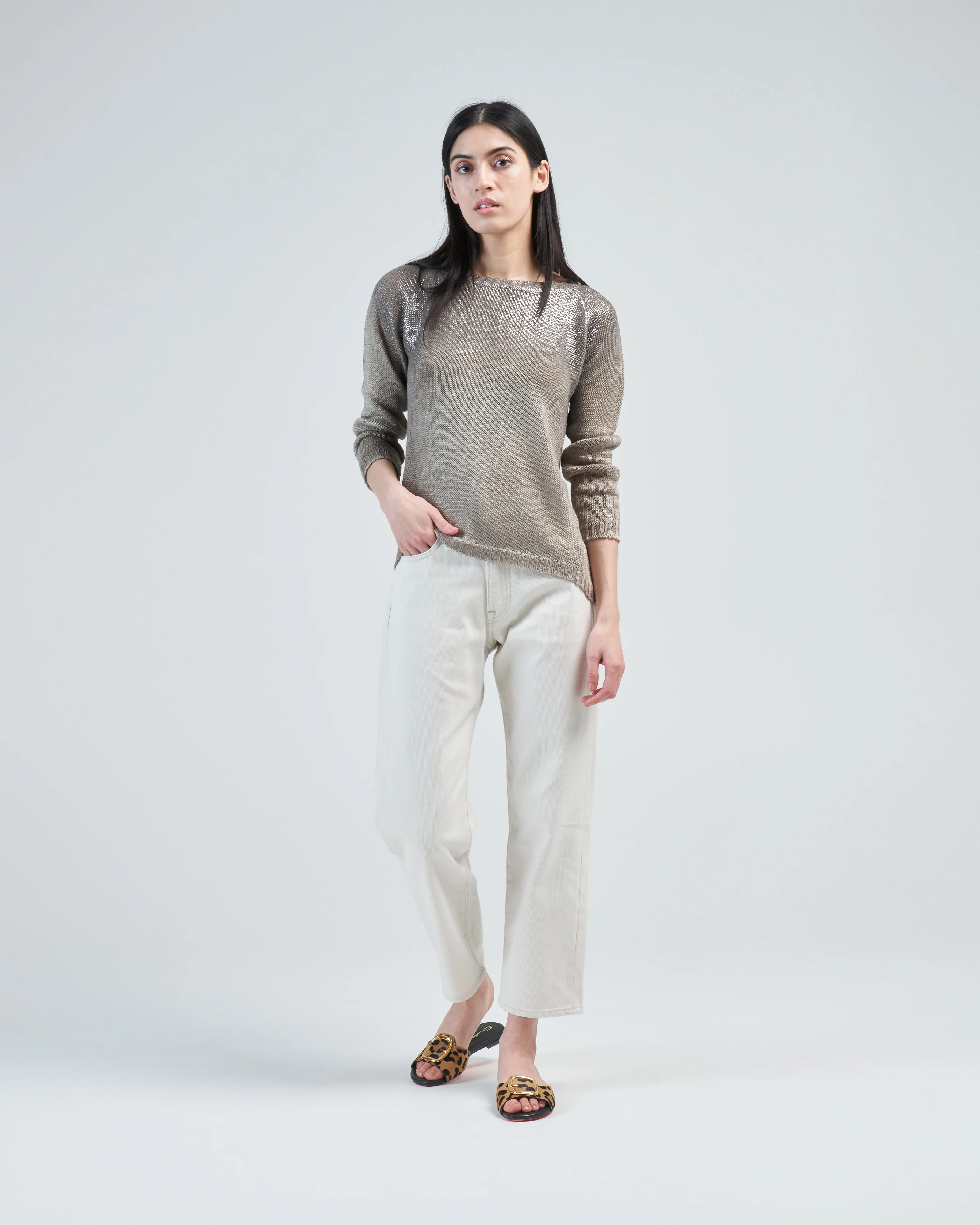 boat neck raglan pullover with lamination and shadows - Image 3