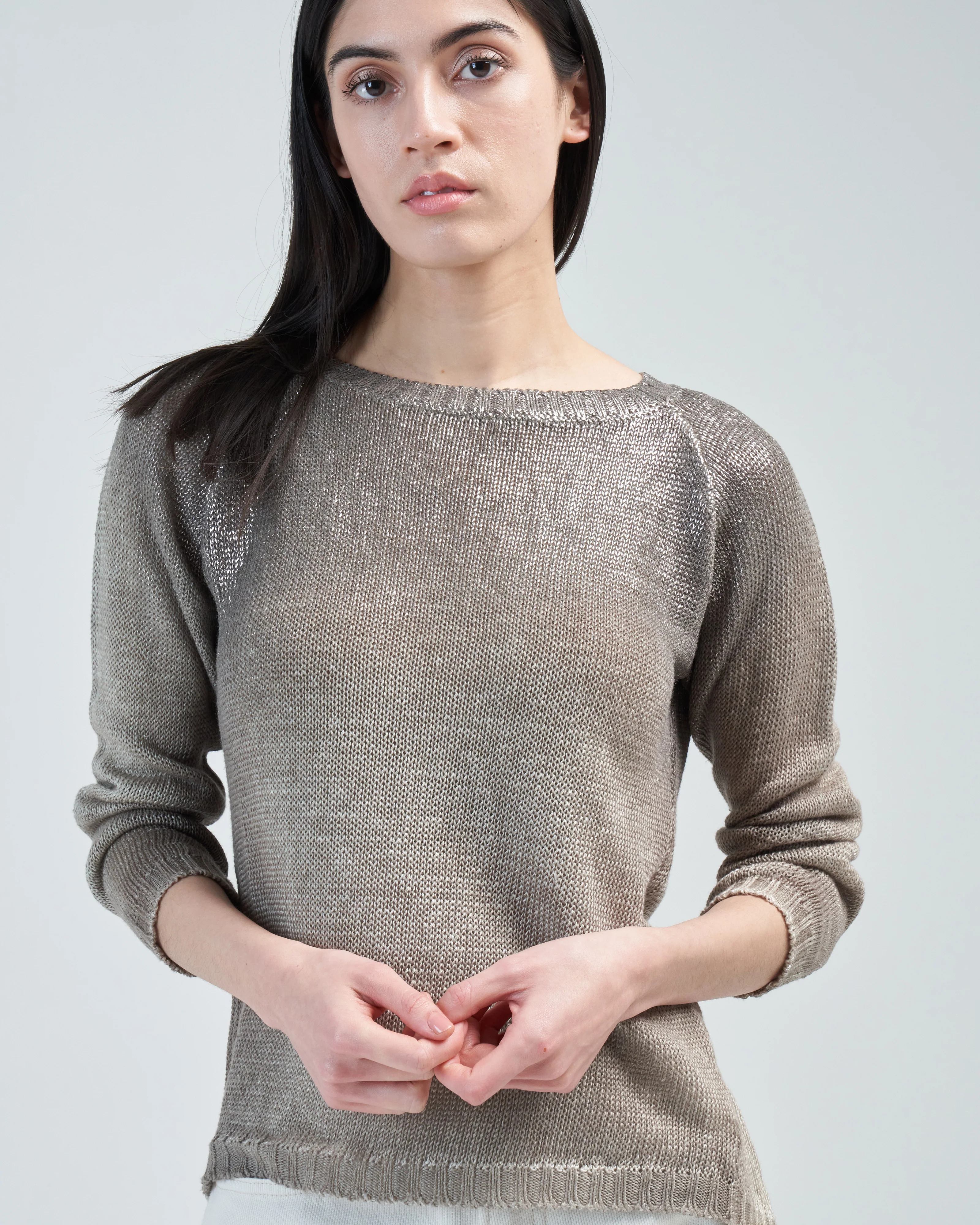 boat neck raglan pullover with lamination and shadows - Image 5