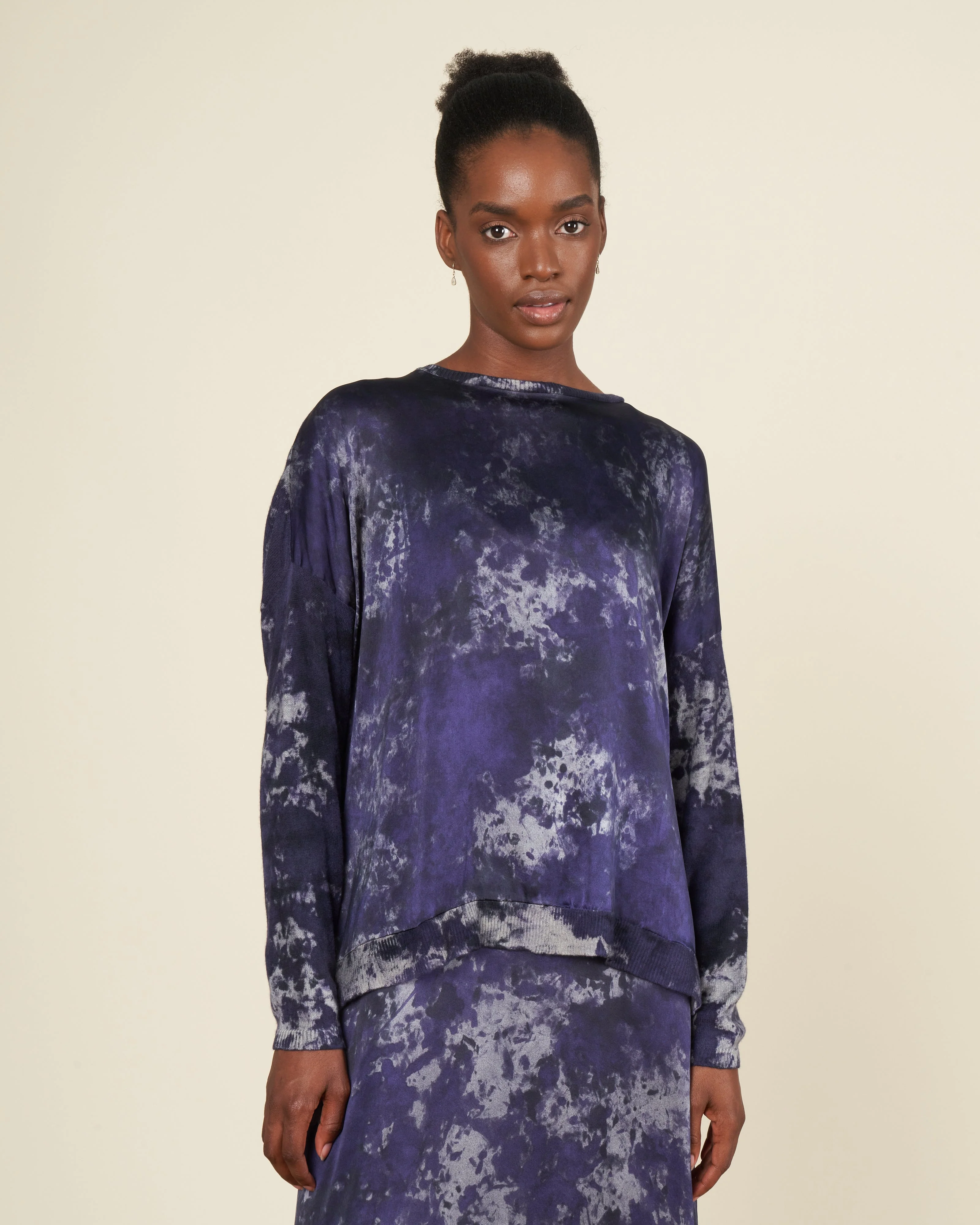 boreal boat neck oversize pullover with silk in front - prune - Image 2