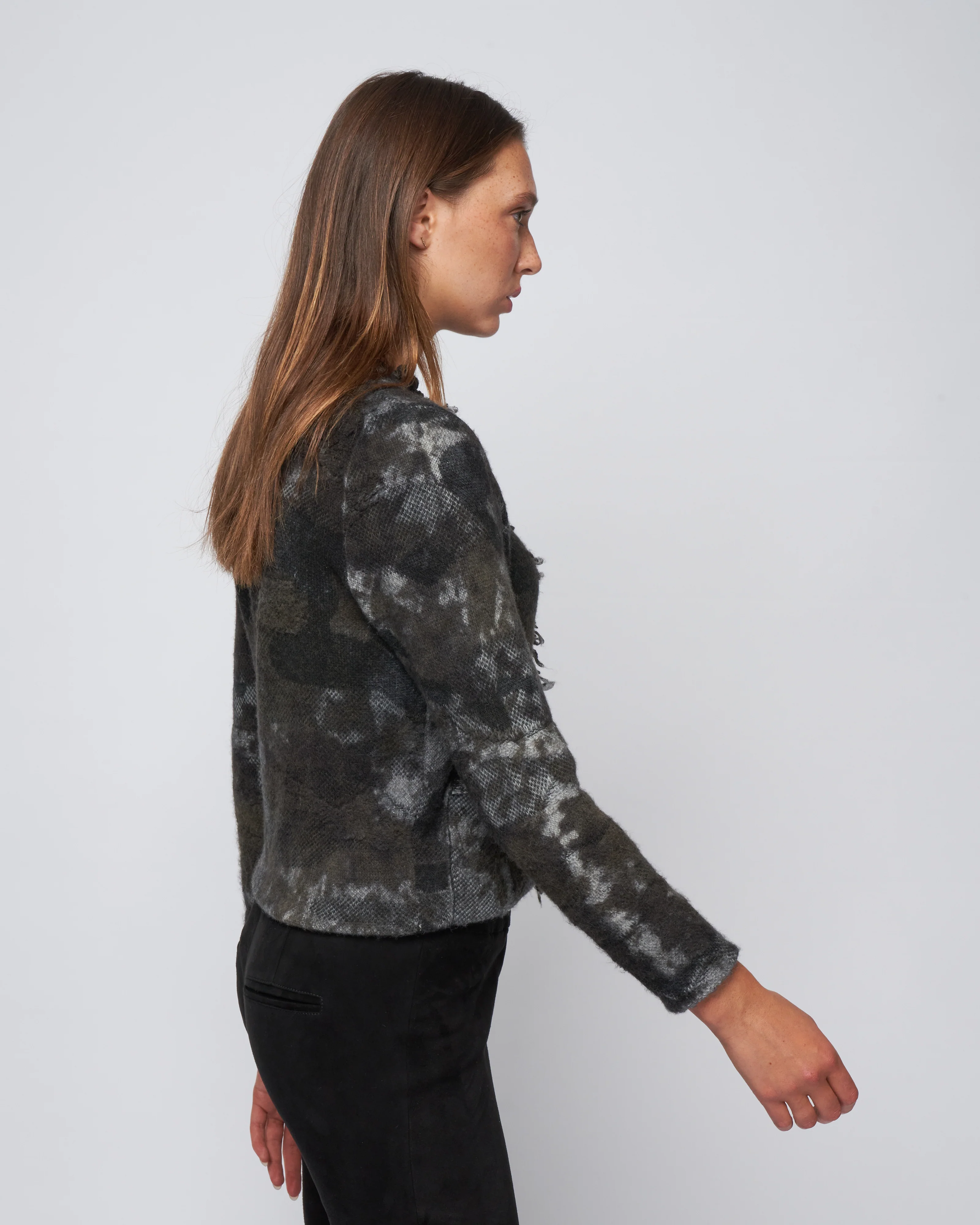 boreal jacquard round neck jacket - mushroom - Image 3