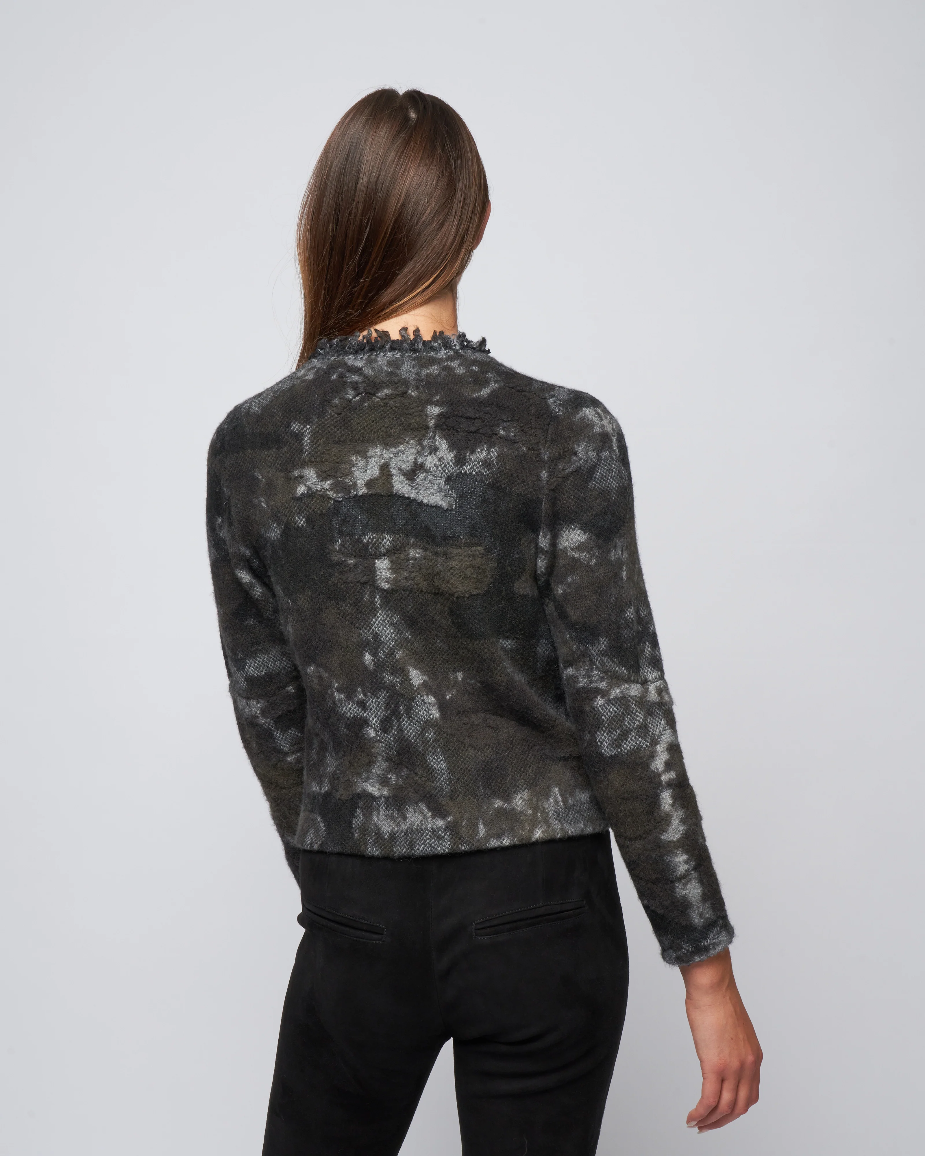 boreal jacquard round neck jacket - mushroom - Image 4