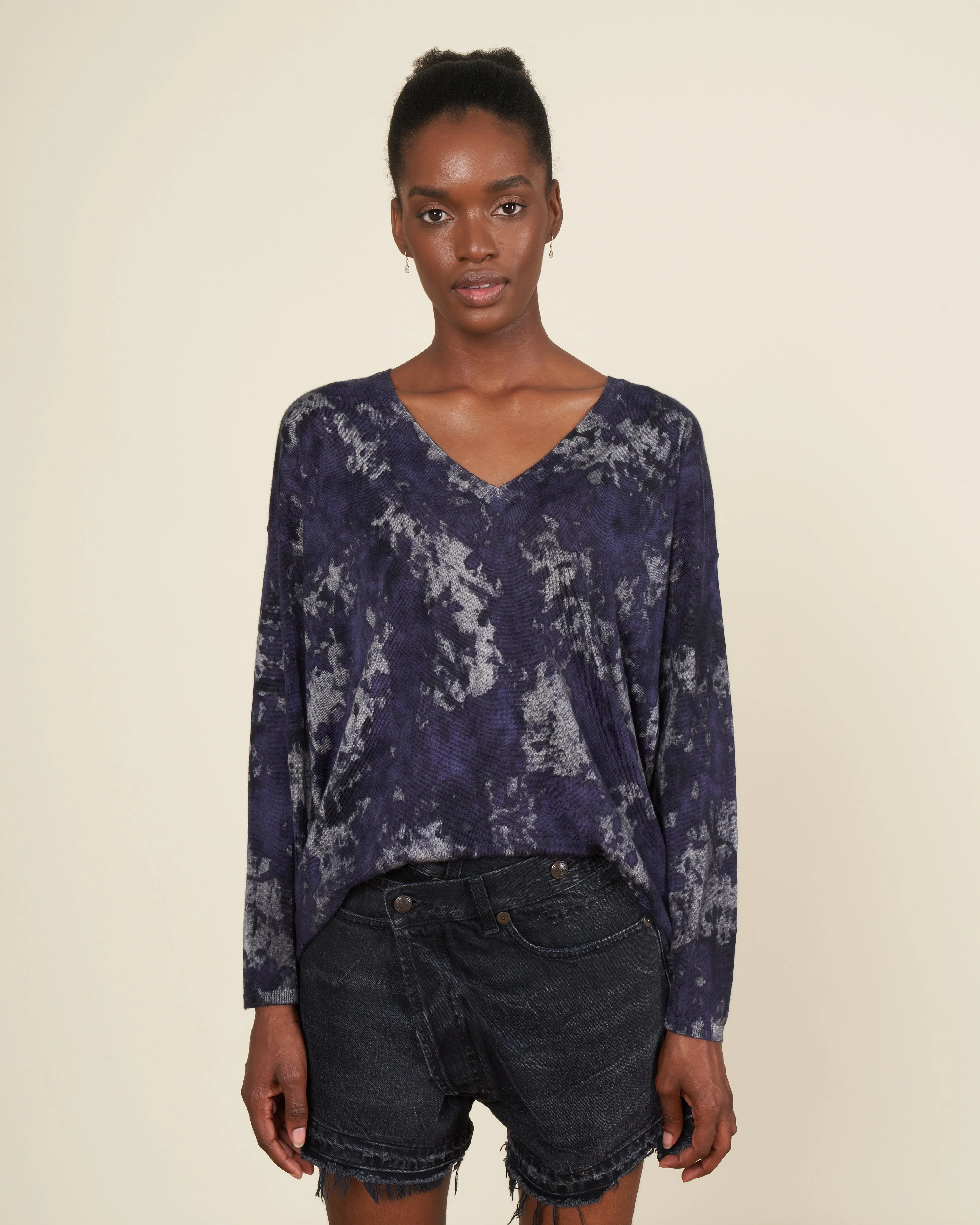 boreal oversize v neck pullover - prune - Image 2